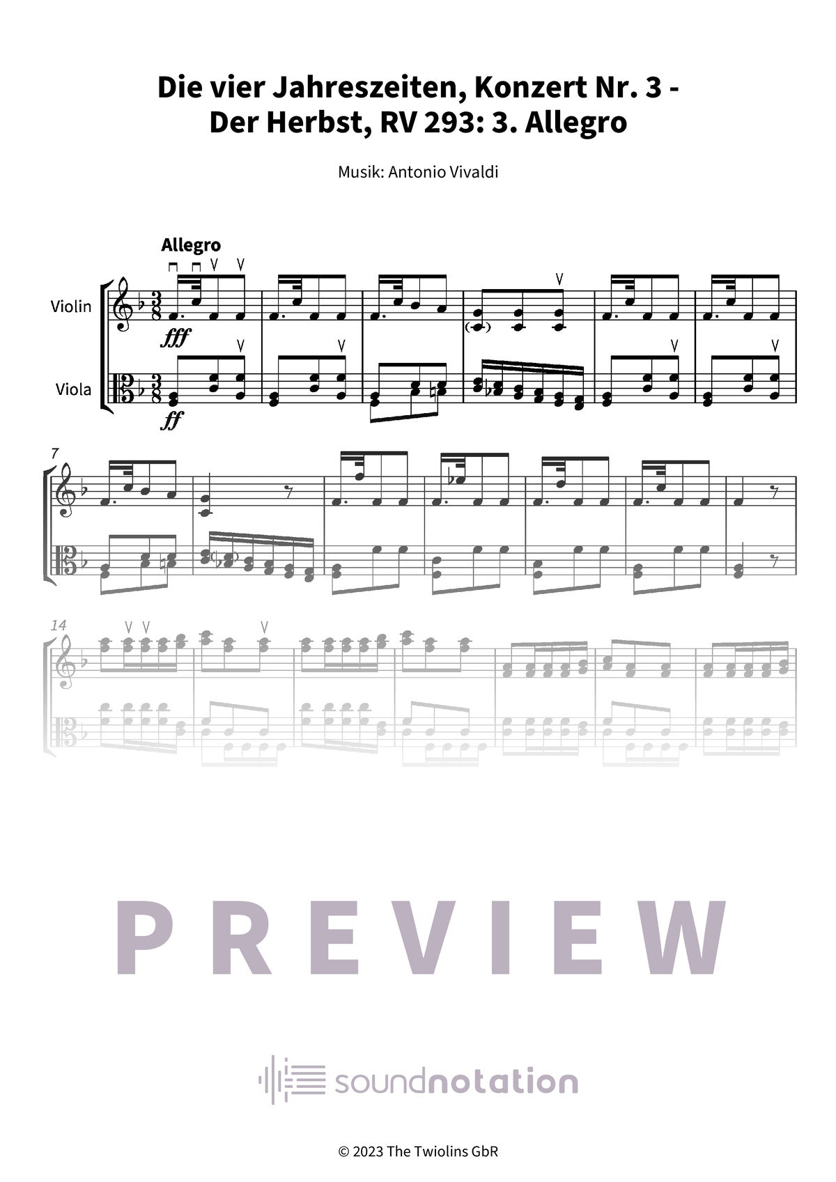 Die vier Jahreszeiten, Konzert Nr. 3 - Der Herbst - Preview Page 1