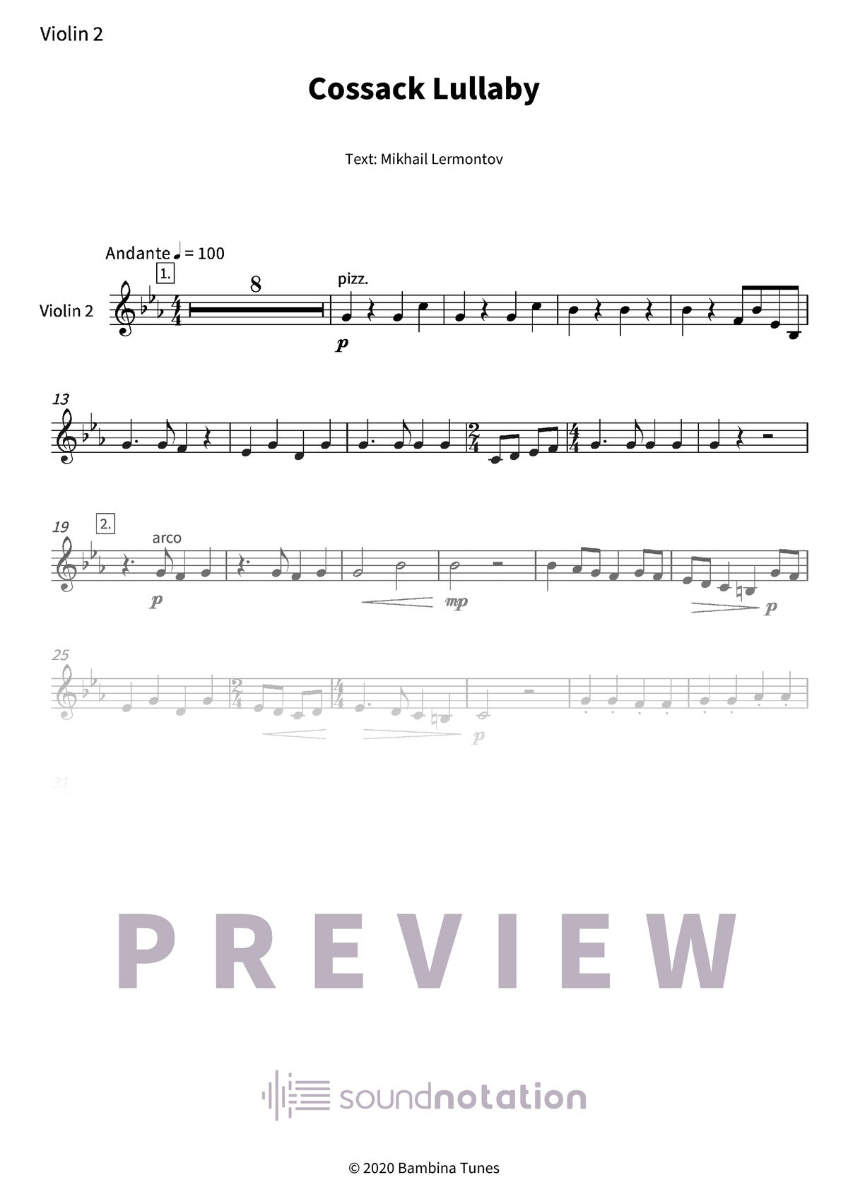 Cossack Lullaby - Preview Page 1