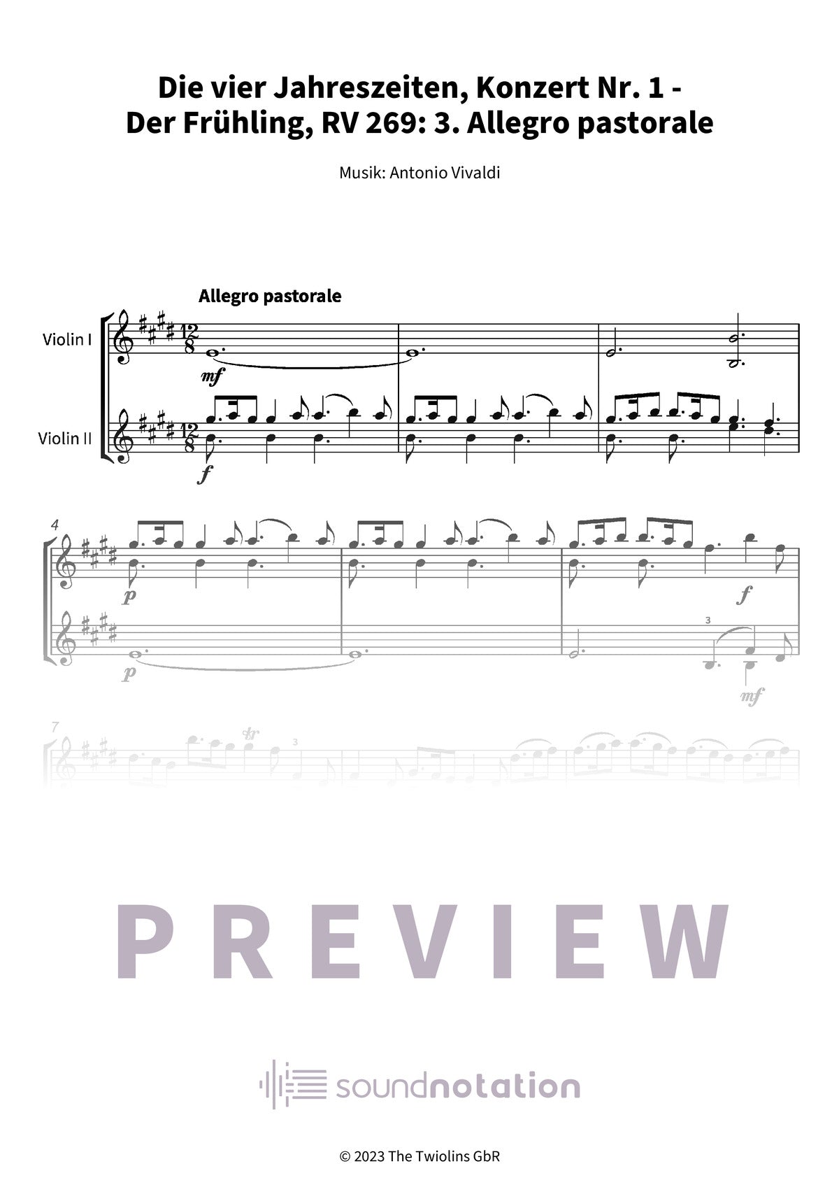 Die vier Jahreszeiten, Konzert Nr. 1 - Der Frühling - Preview Page 1
