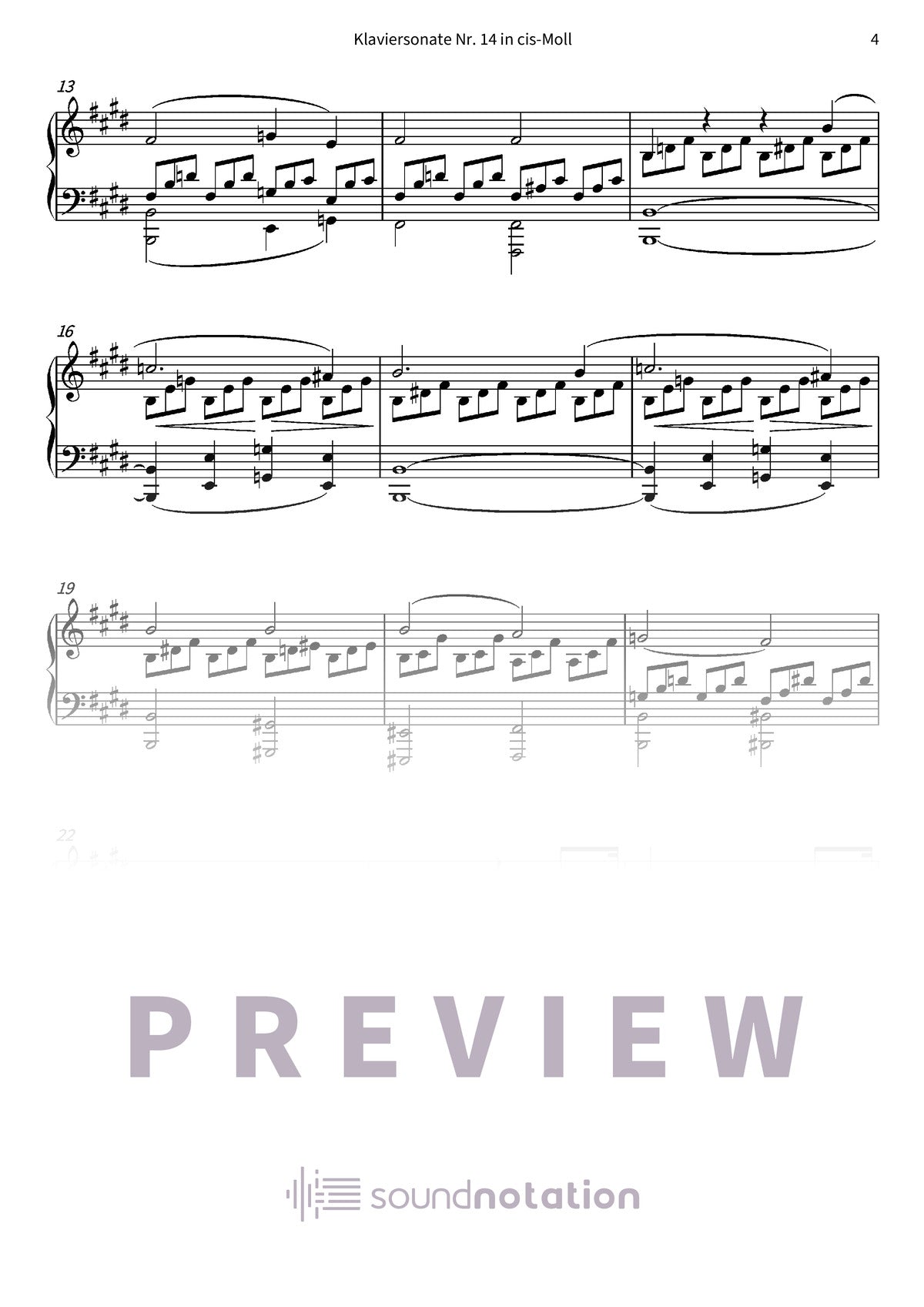 Klaviersonate Nr. 14 in cis-Moll - Preview Page 2