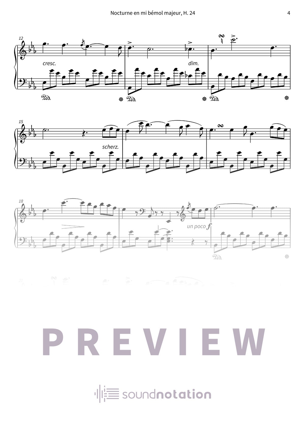 Nocturne en mi bémol majeur, H. 24 - Preview Page 2
