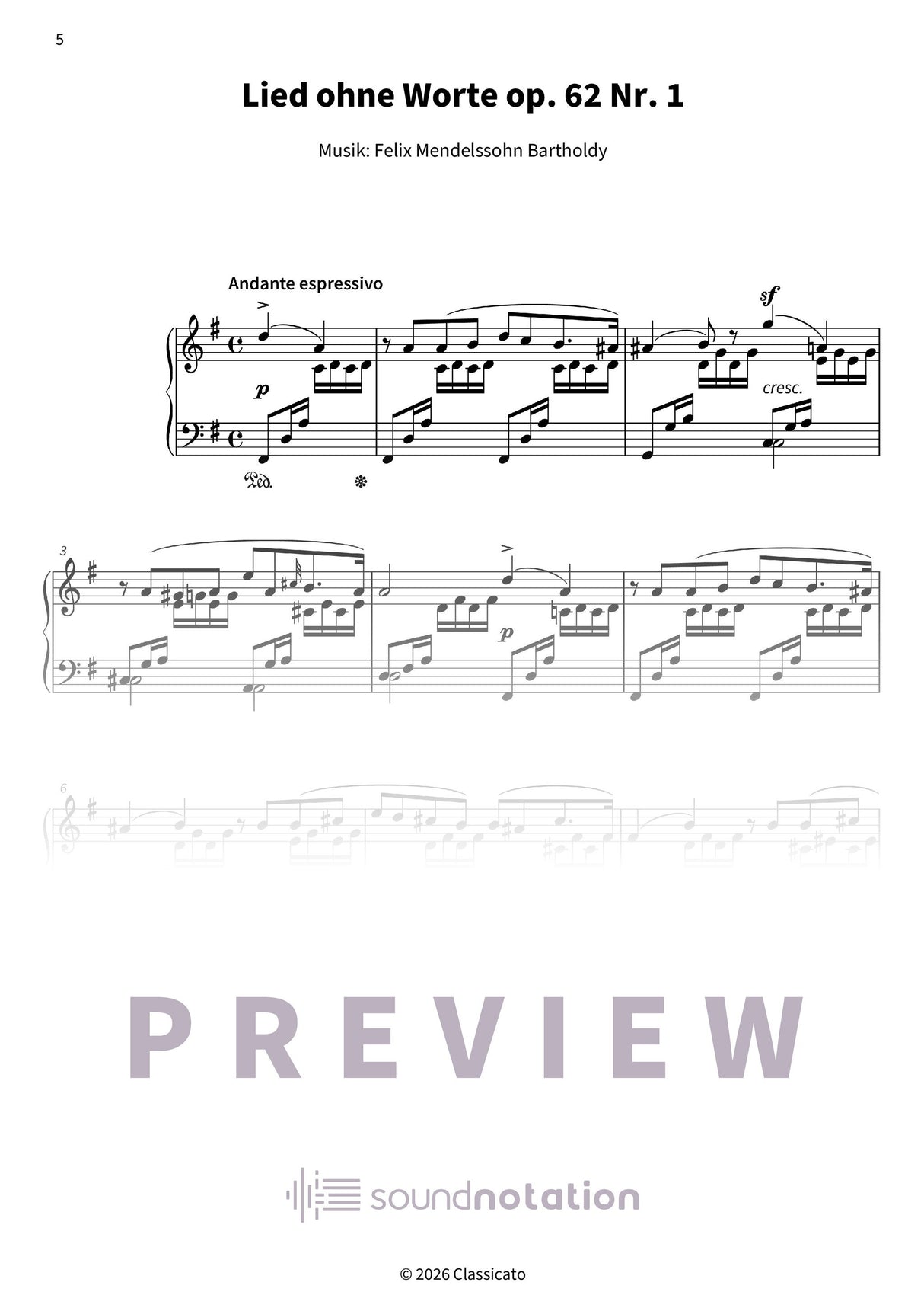 Lieder ohne Worte op. 62 - Preview Page 2