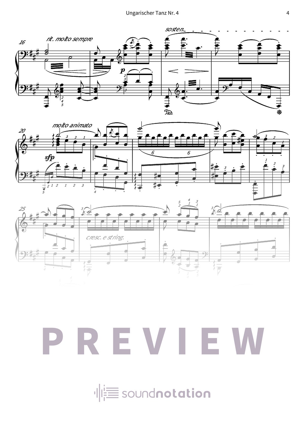 Ungarischer Tanz Nr. 4 - Preview Page 2