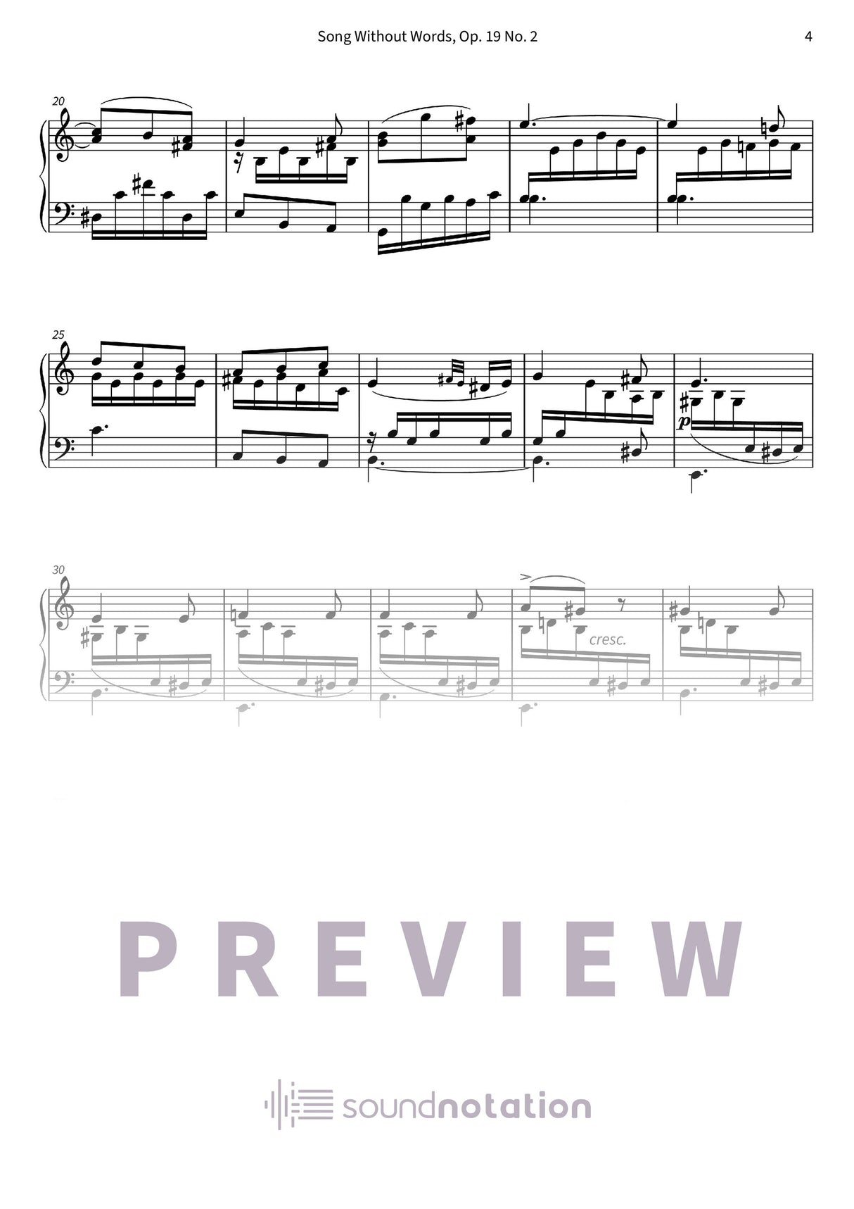 Song Without Words, Op. 19 No. 2 - Preview Page 2