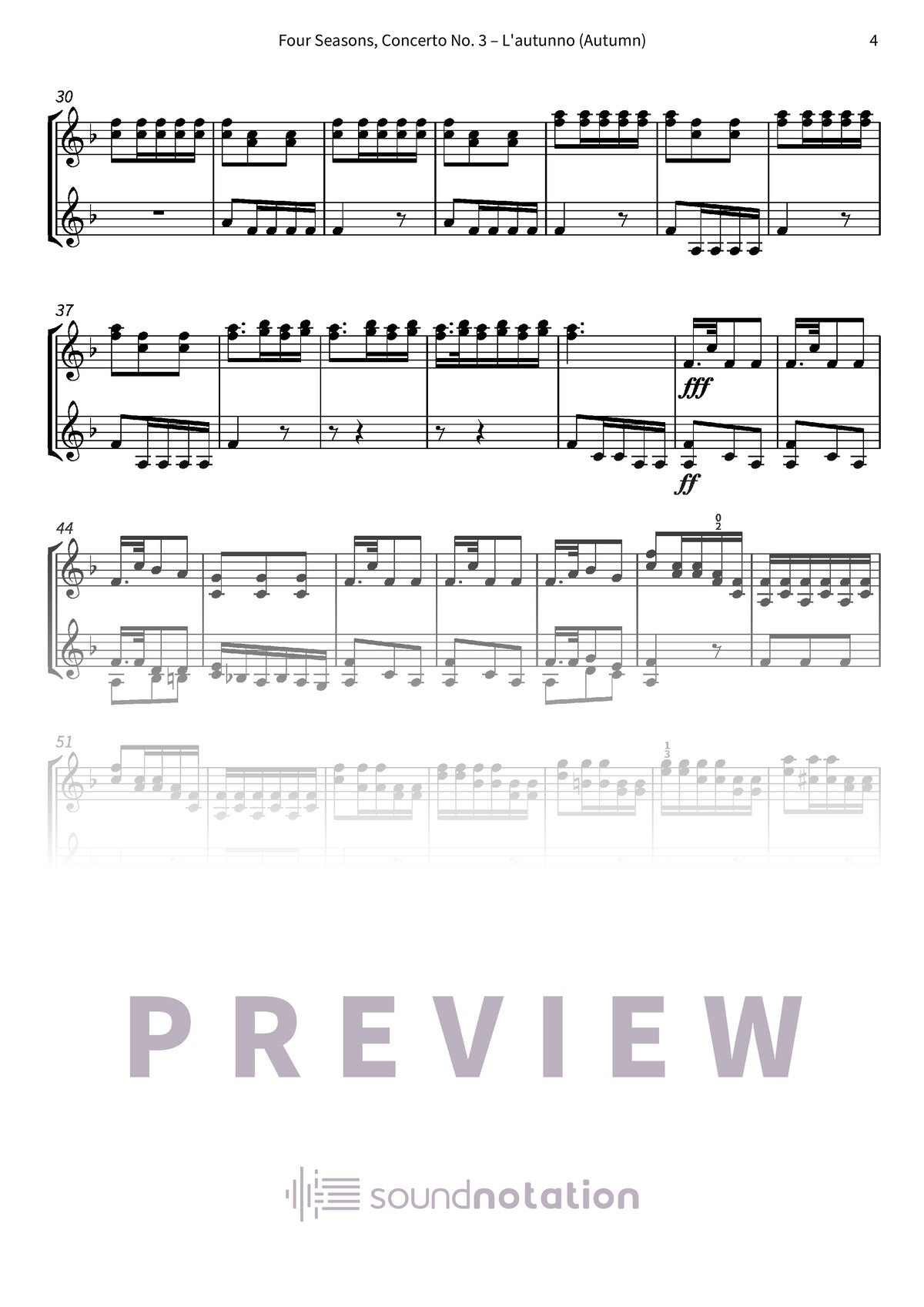 Four Seasons, Concerto No. 3 – L'autunno (Autumn) - Preview Page 2