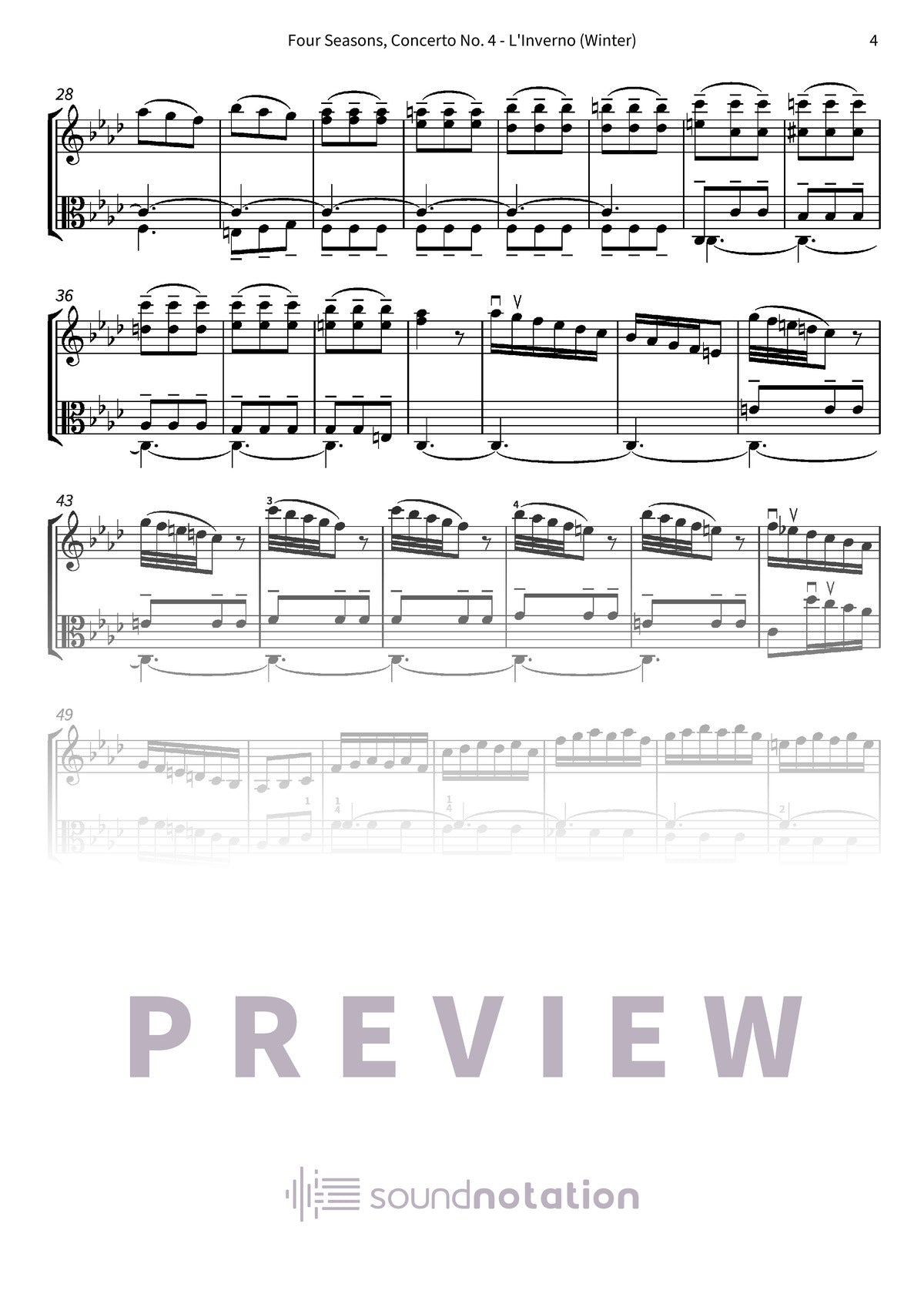 Four Seasons, Concerto No. 4 - L'Inverno (Winter) - Preview Page 2