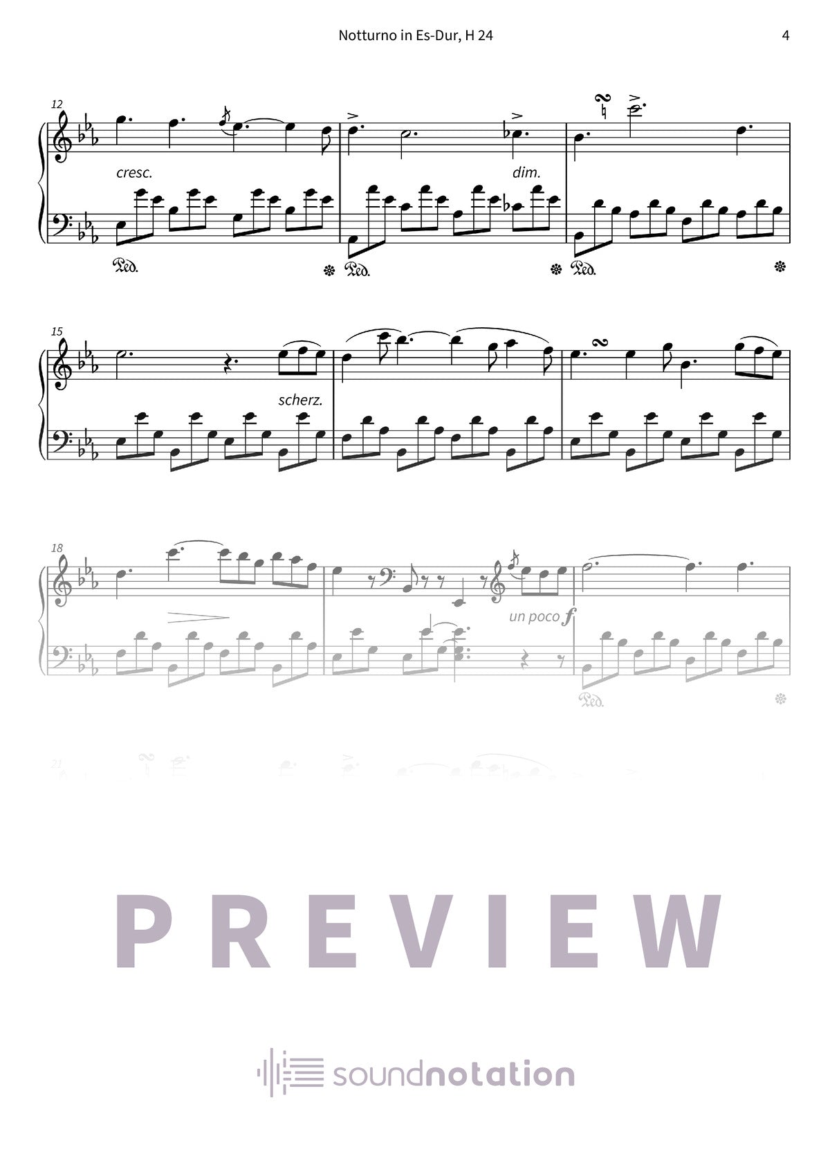 Notturno in Es-Dur, H 24 - Preview Page 2