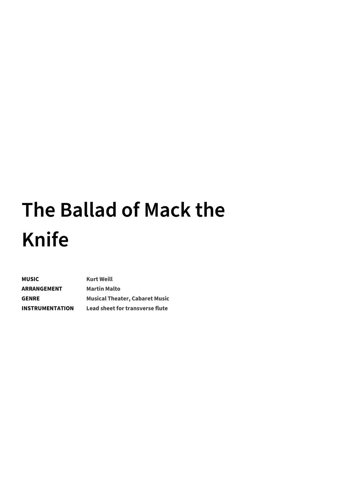 The Ballad of Mack the Knife - Title Page