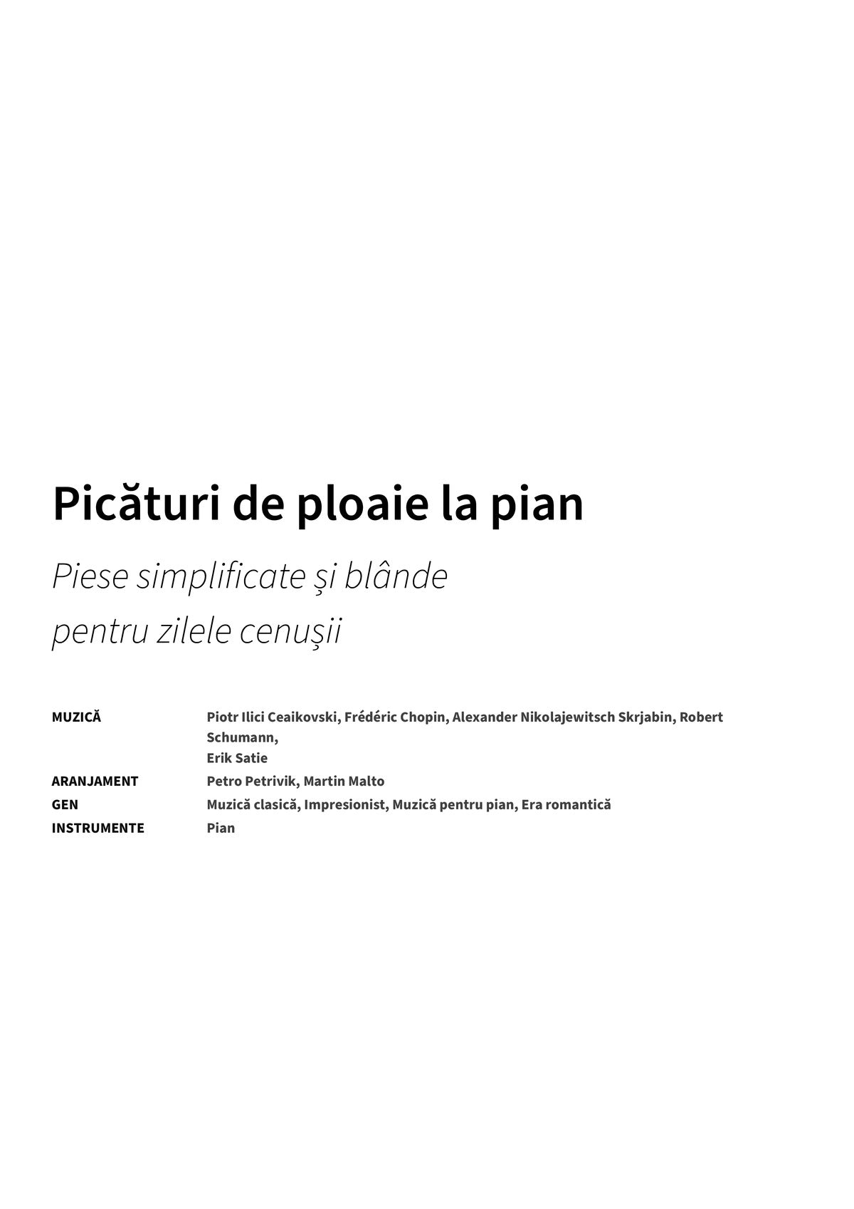 Picături de ploaie la pian - Title Page