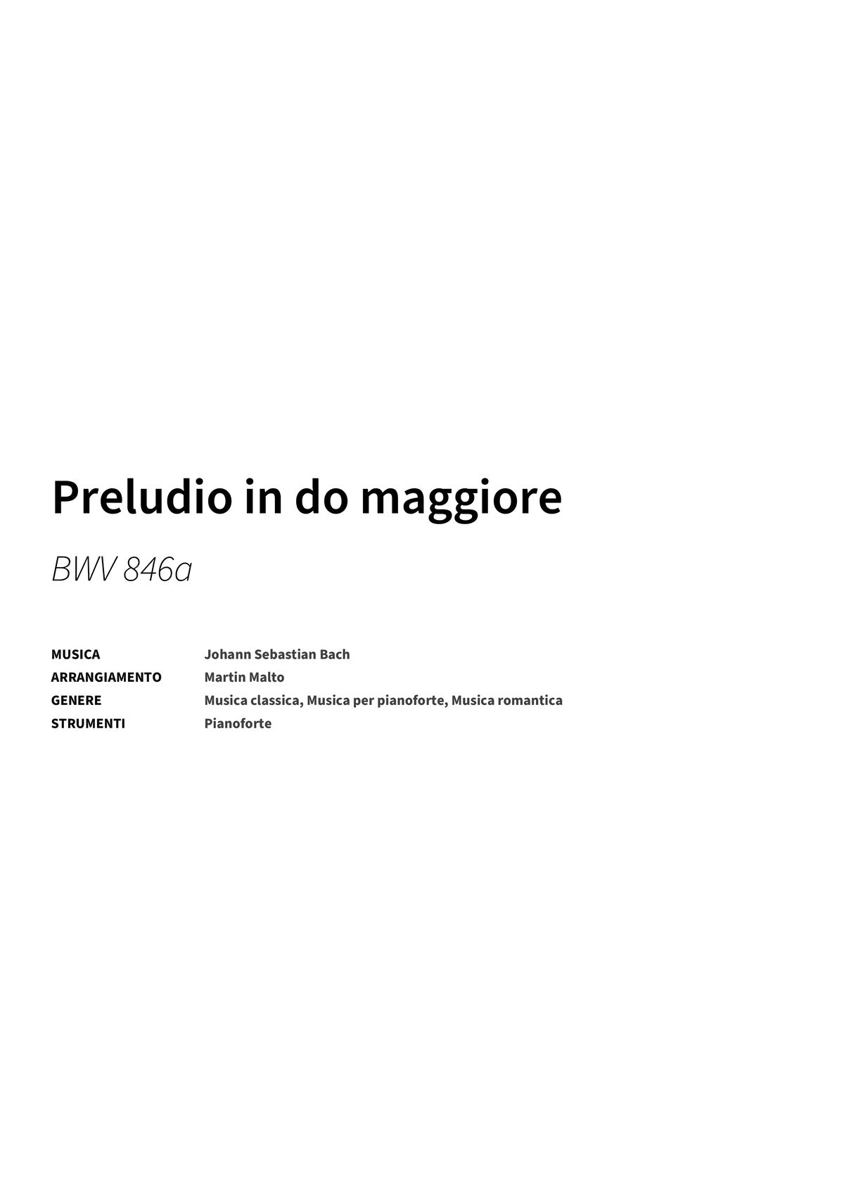 Preludio in do maggiore - Title Page