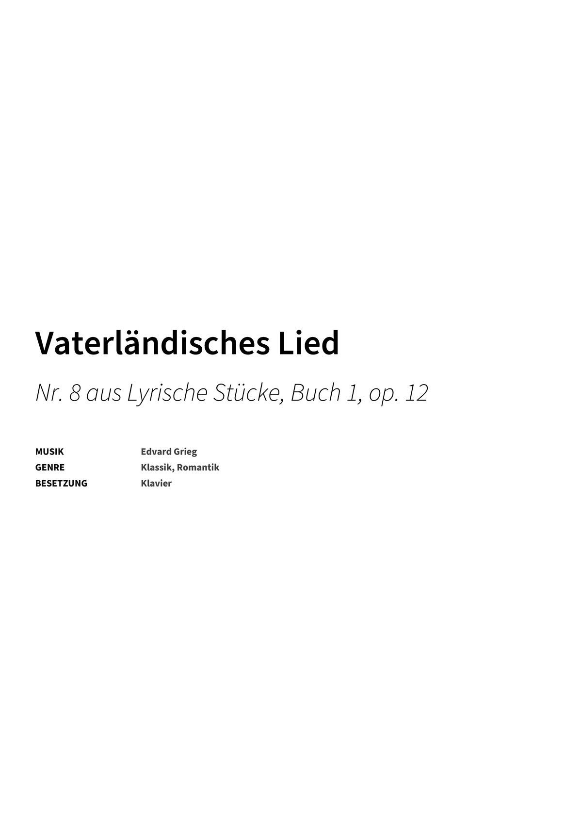 Vaterländisches Lied - Title Page
