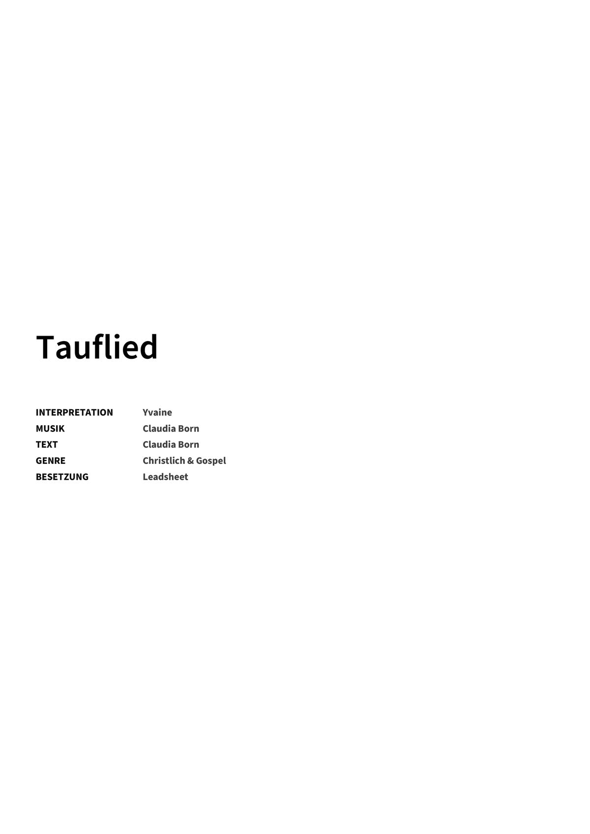 Tauflied - Title Page