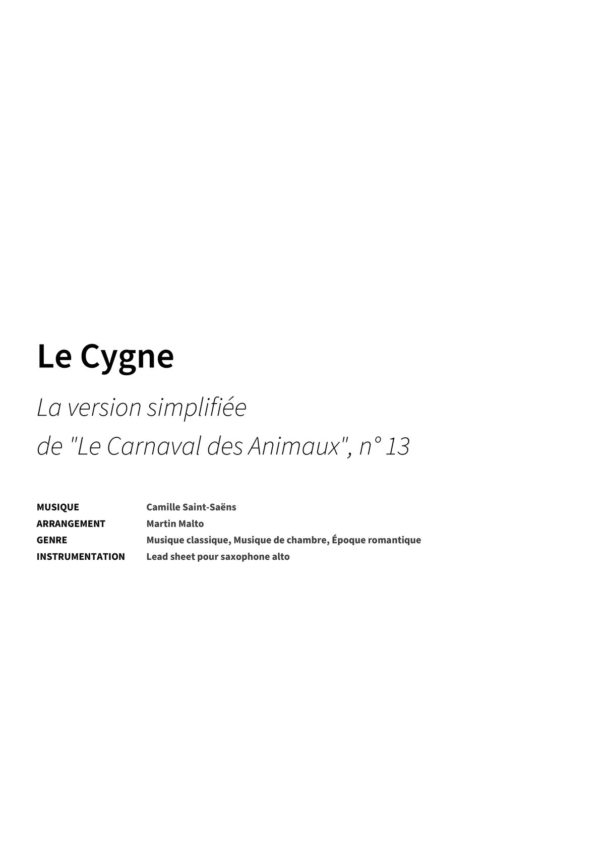 Le Cygne - Title Page