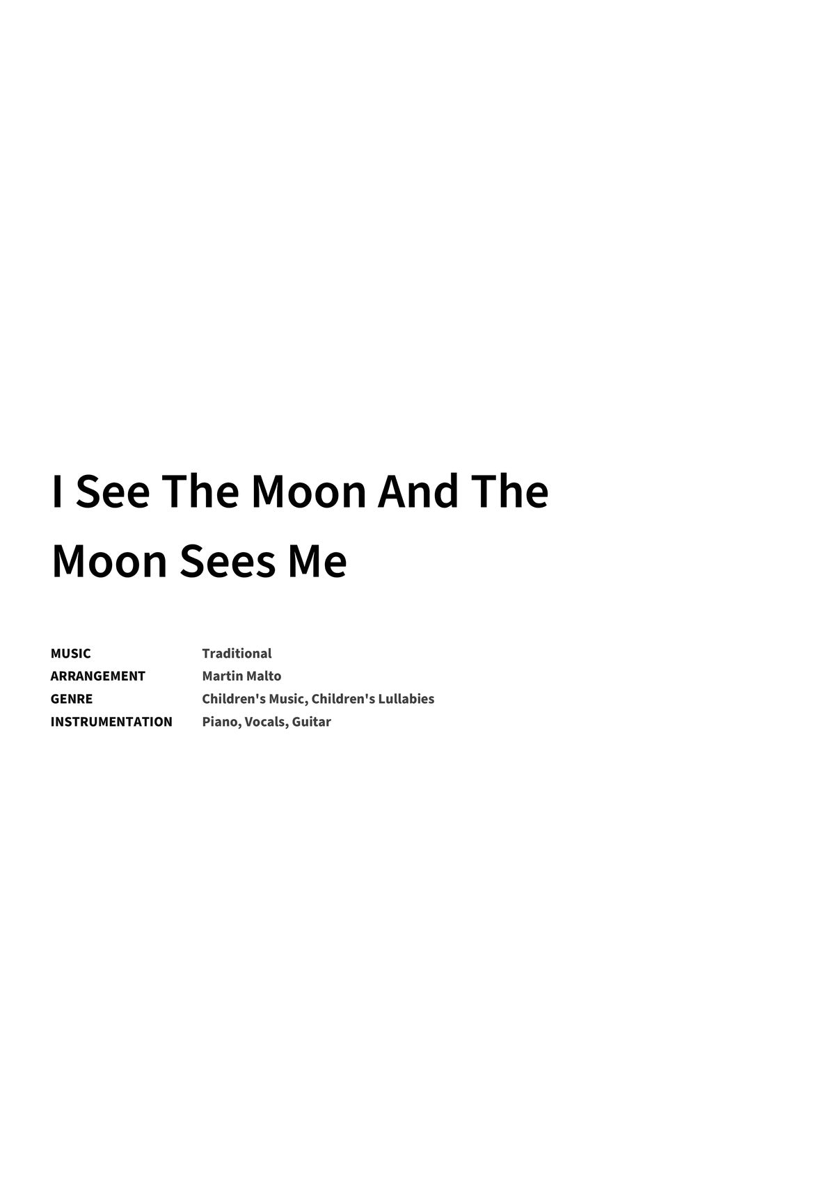 I See The Moon And The Moon Sees Me - Title Page