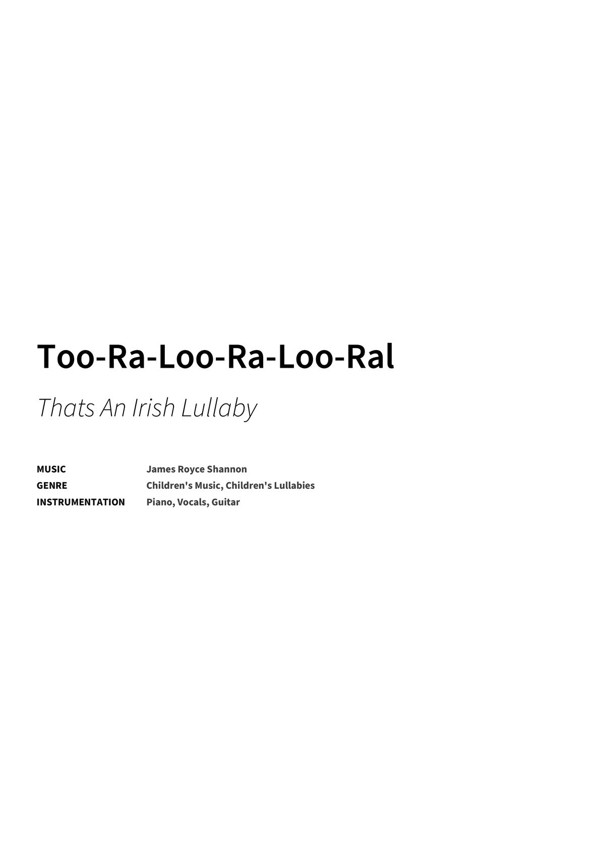 Too-Ra-Loo-Ra-Loo-Ral - Title Page