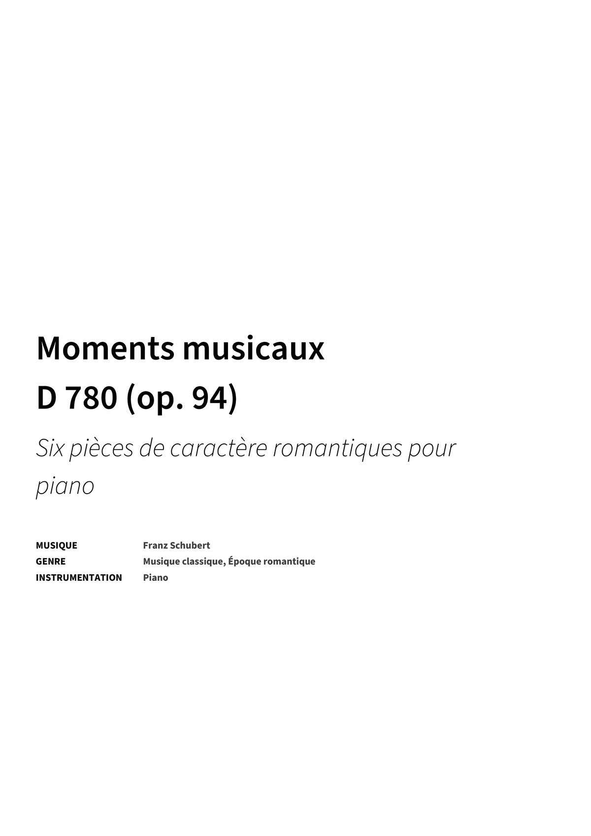Moments musicaux D 780 (op. 94) - Title Page