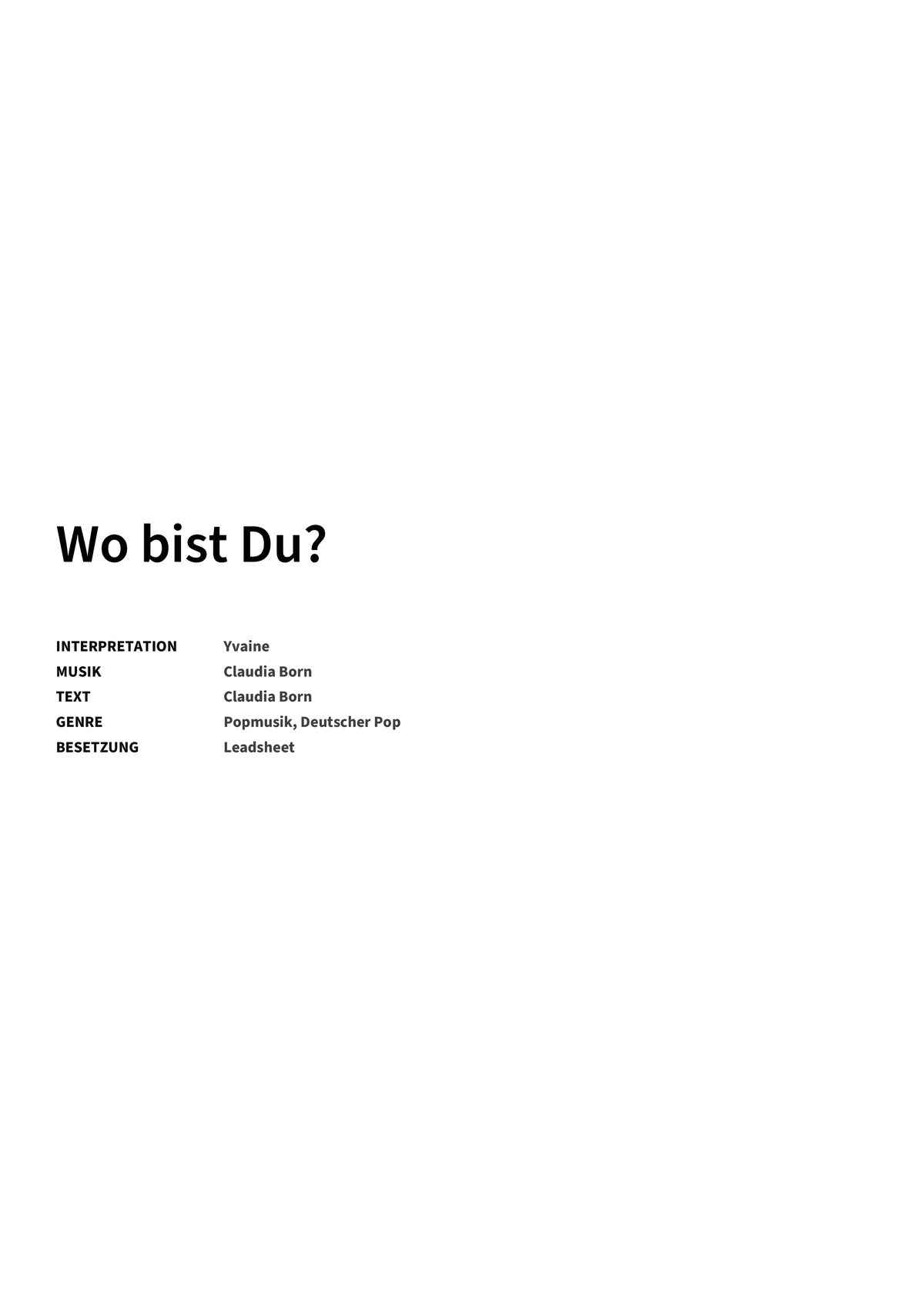 Wo bist Du? - Title Page