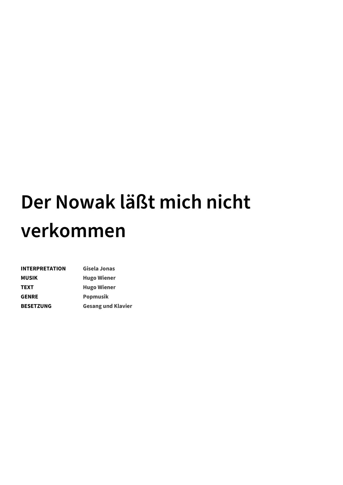 Der Nowak läßt mich nicht verkommen - Title Page