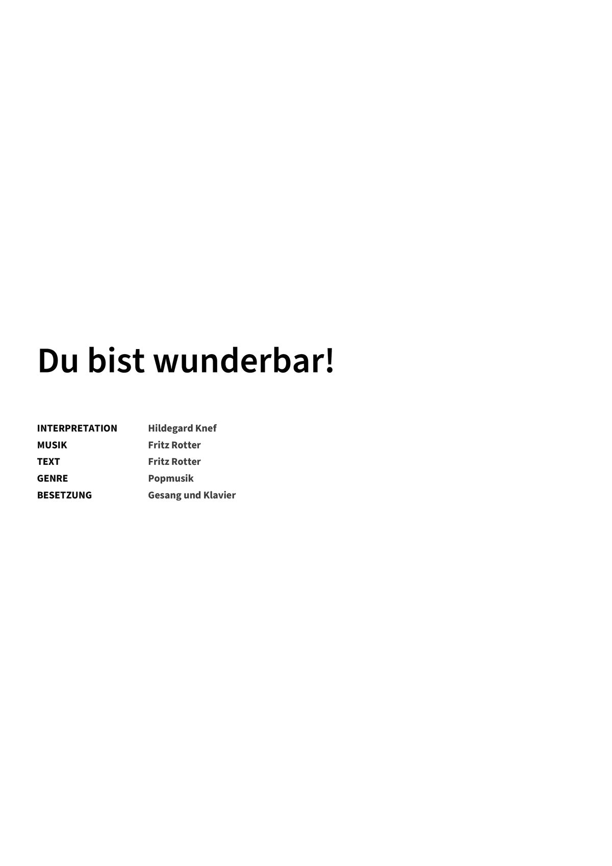 Du bist wunderbar! - Title Page