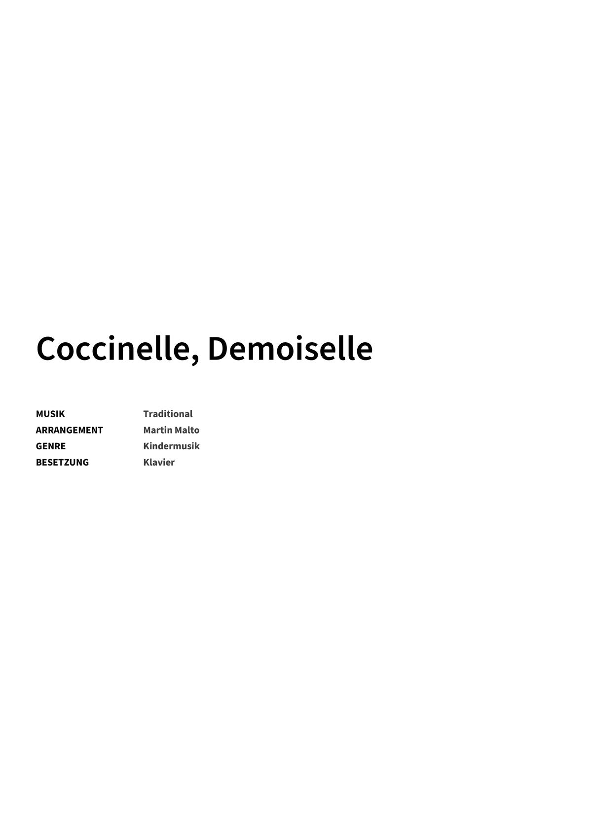 Coccinelle, Demoiselle - Title Page
