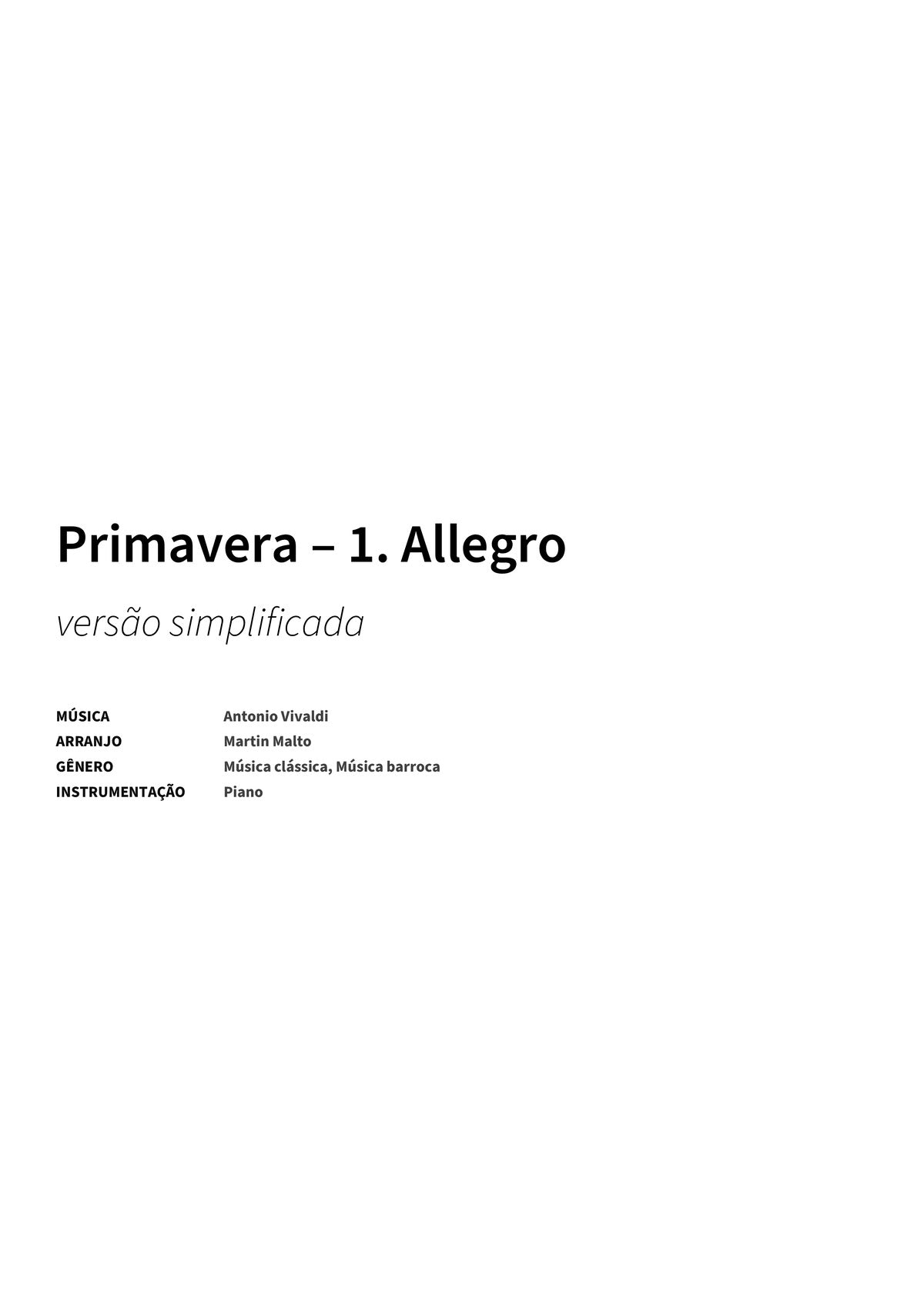 Primavera – 1. Allegro - Title Page