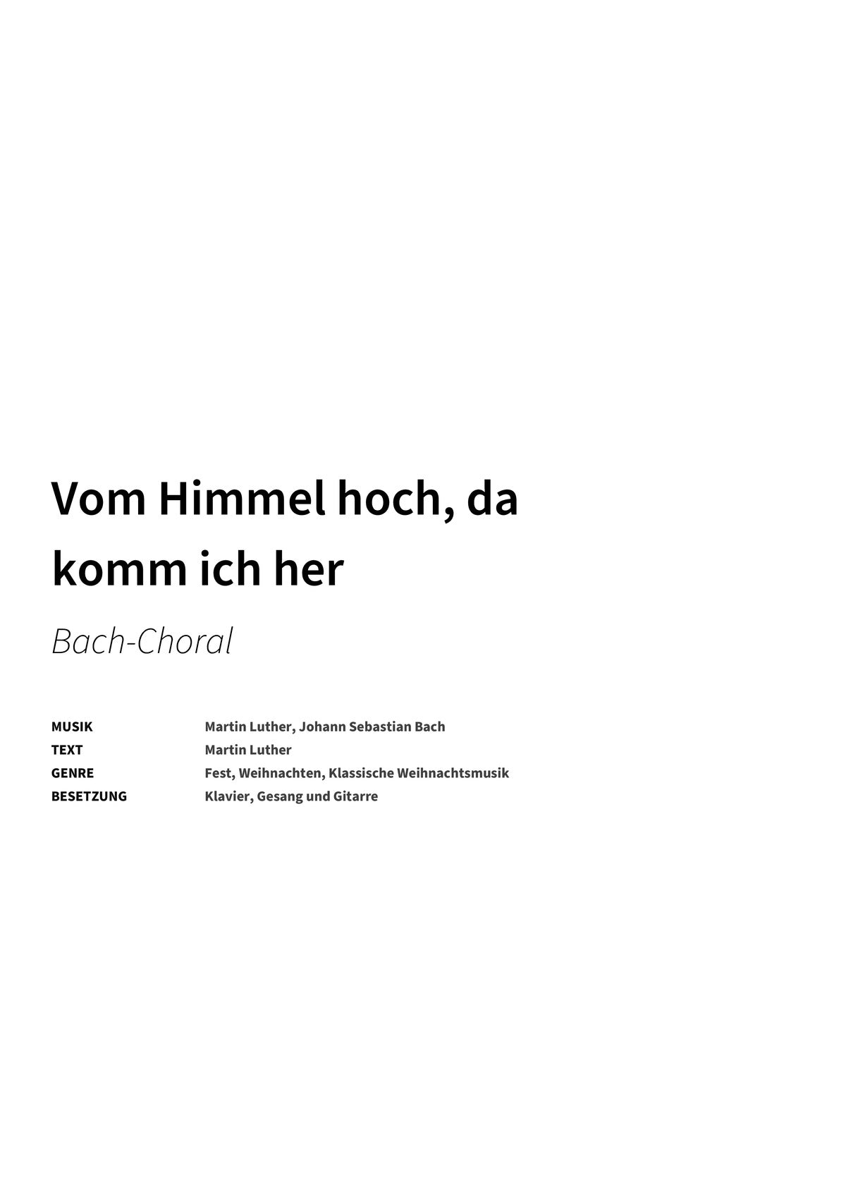 Vom Himmel hoch, da komm ich her - Title Page