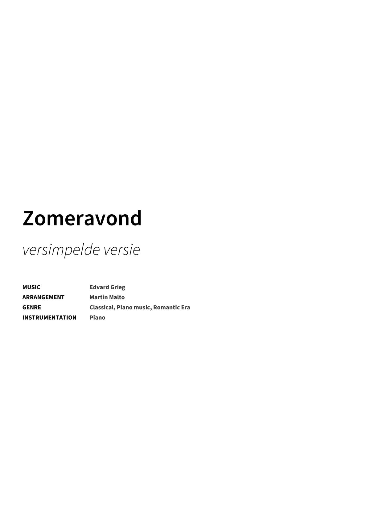 Zomeravond - Title Page