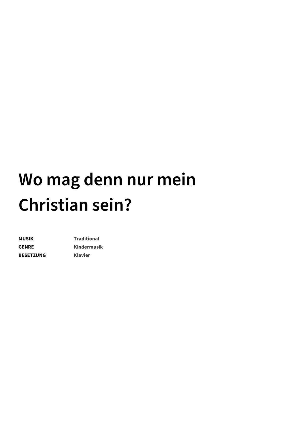 Wo mag denn nur mein Christian sein? - Title Page