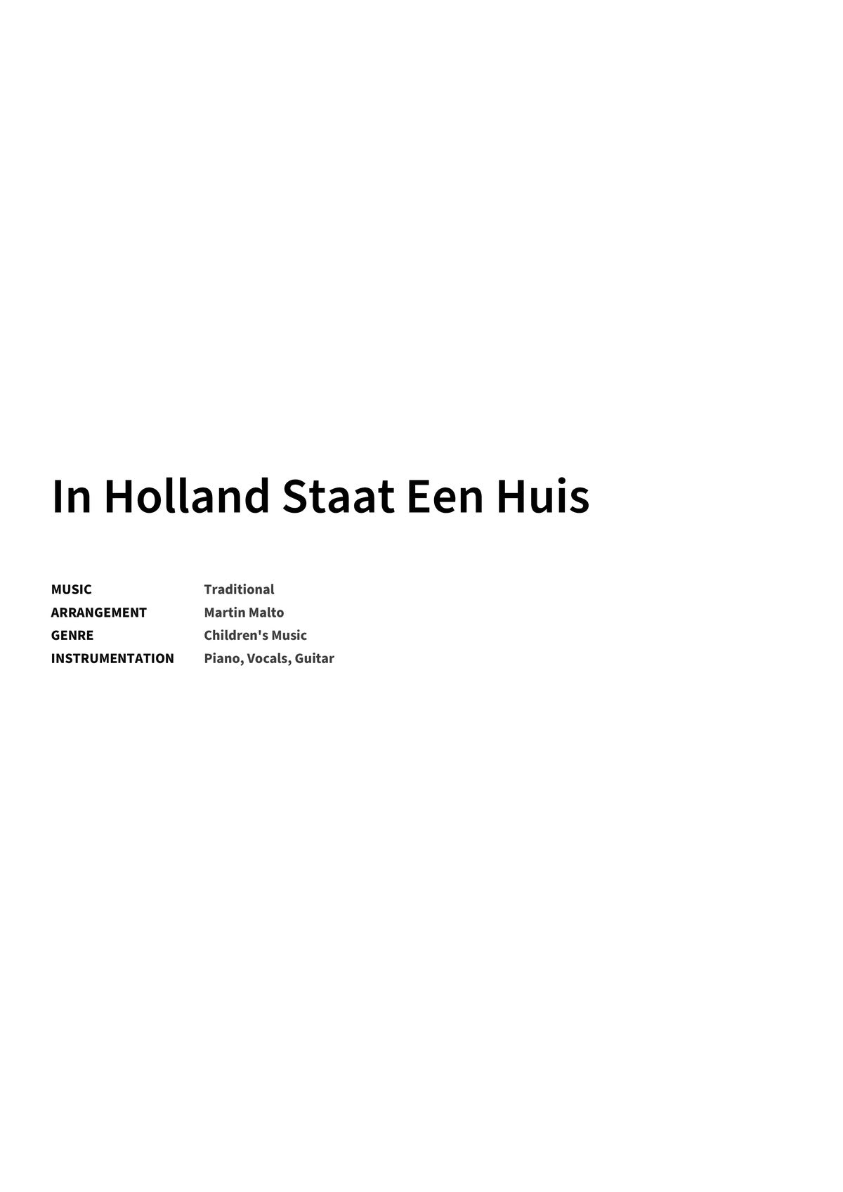 In Holland Staat Een Huis - Title Page