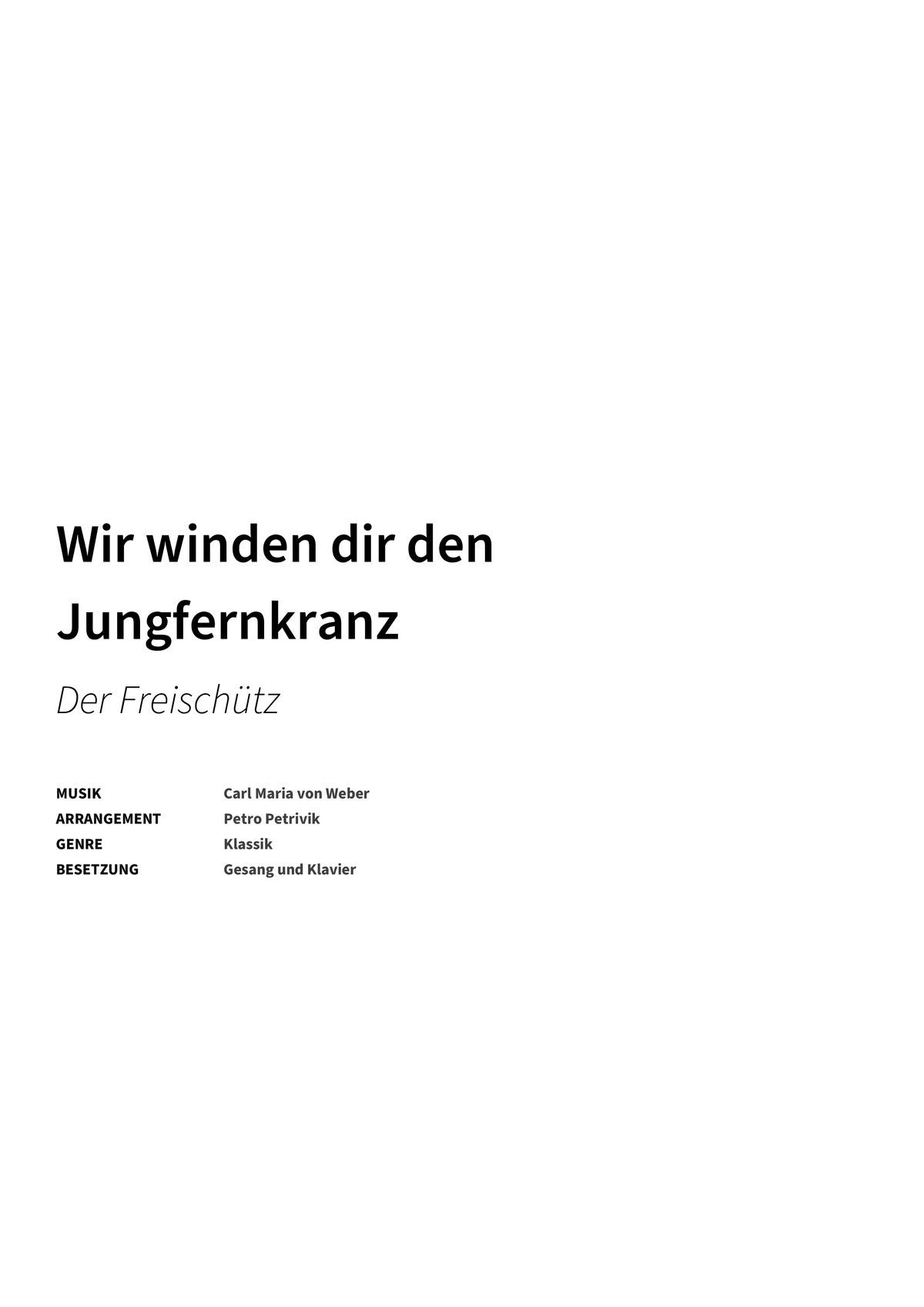 Wir winden dir den Jungfernkranz - Title Page
