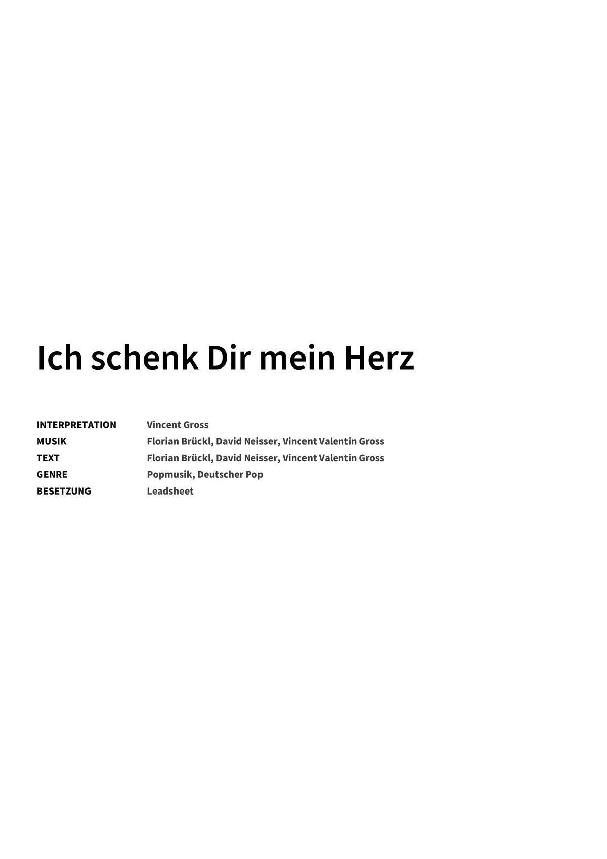 Ich schenk Dir mein Herz - Title Page