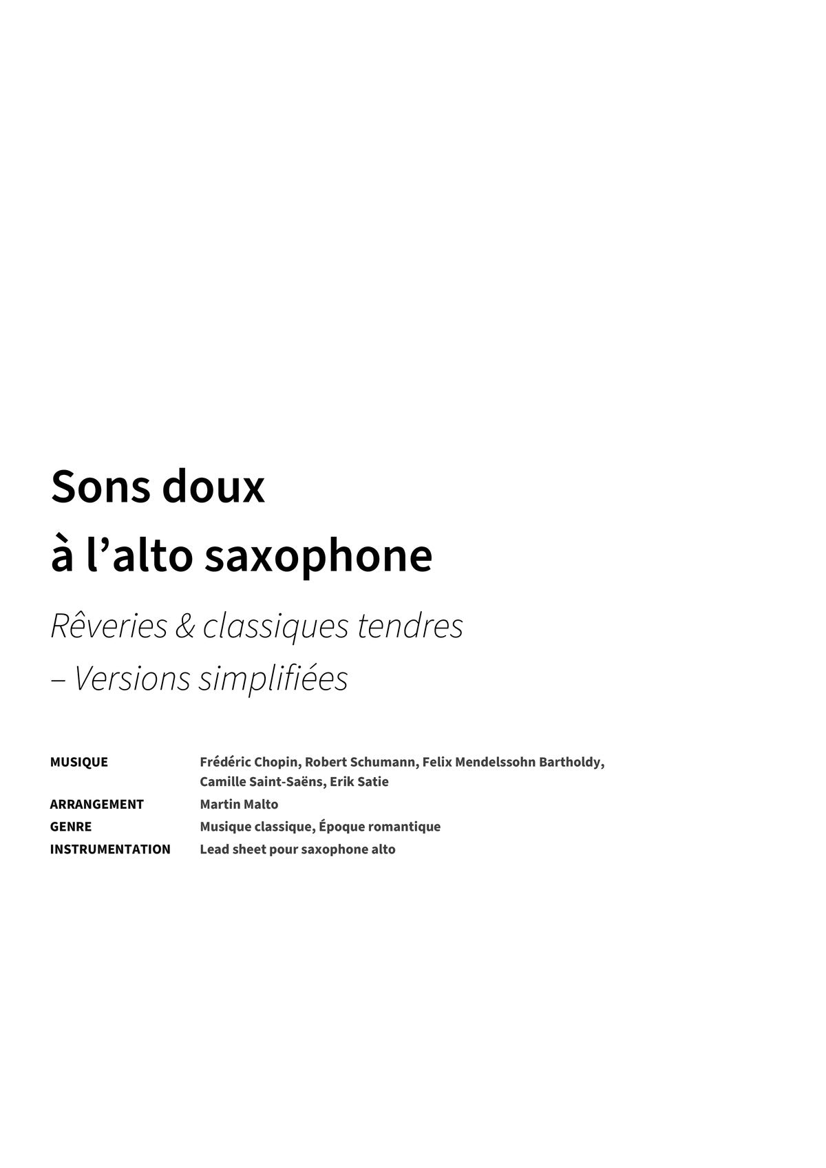 Sons doux à l’alto saxophone - Title Page