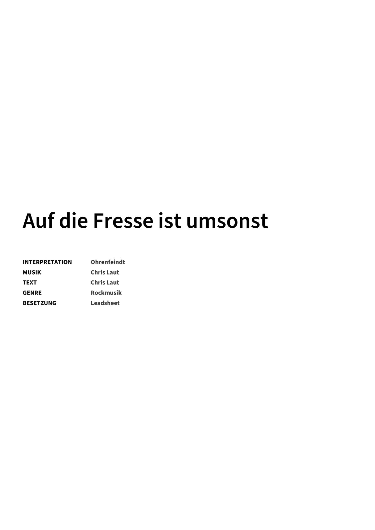Auf die Fresse ist umsonst - Title Page