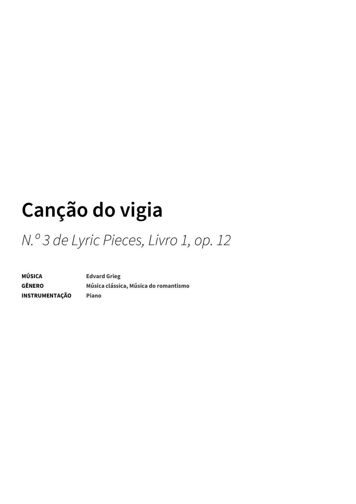 Canção do vigia - Title Page