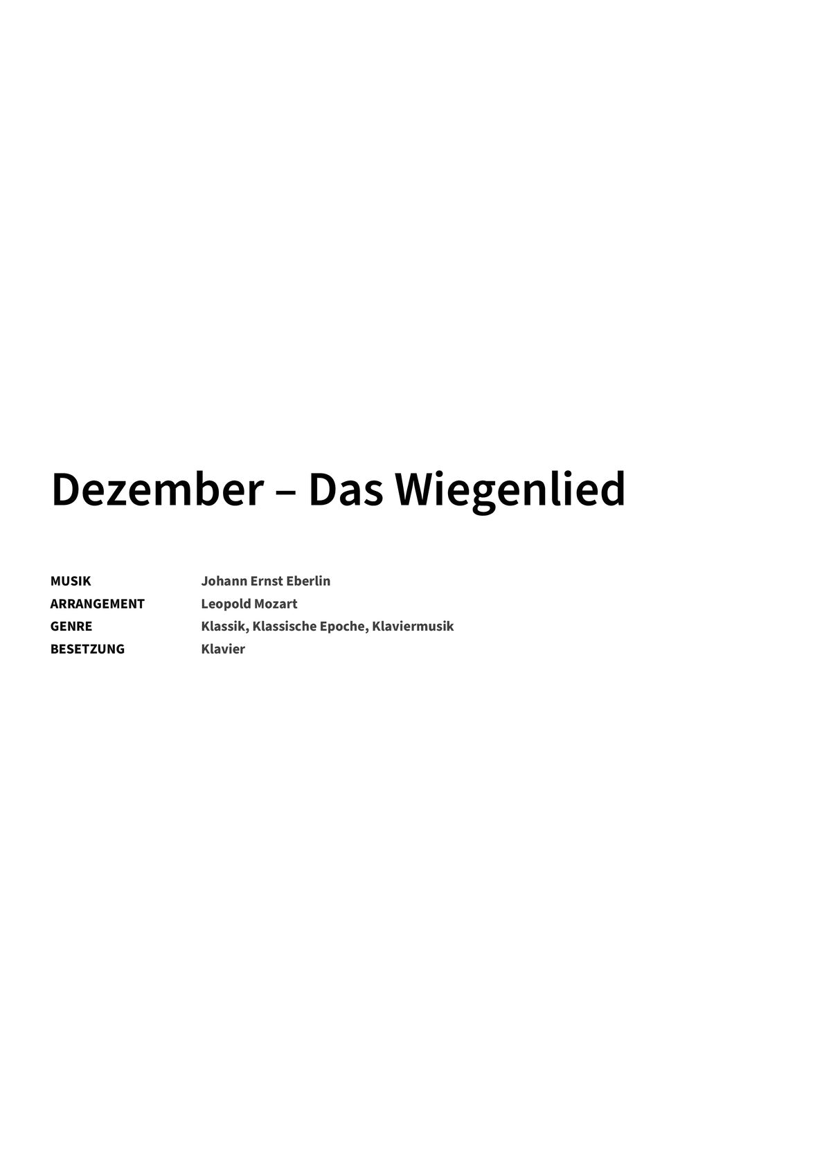 Dezember – Das Wiegenlied - Title Page