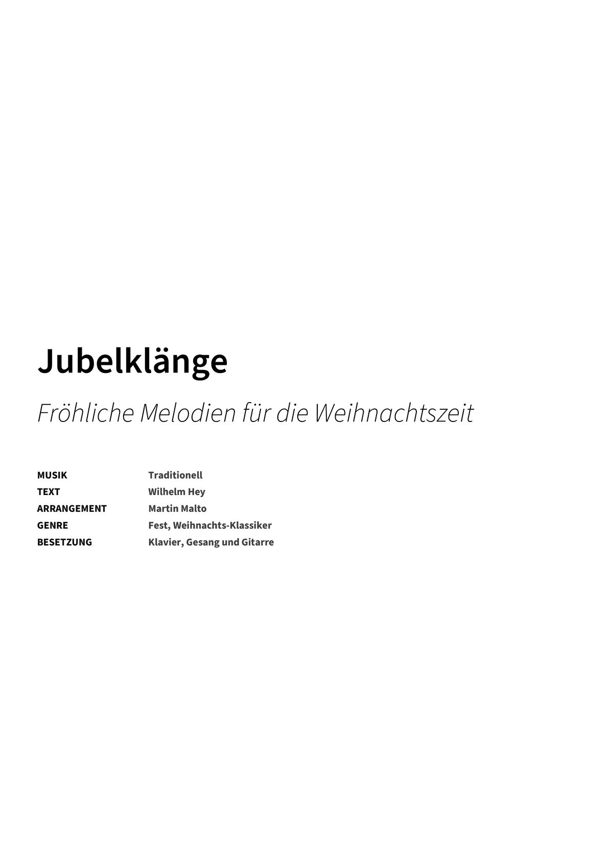 Jubelklänge - Title Page