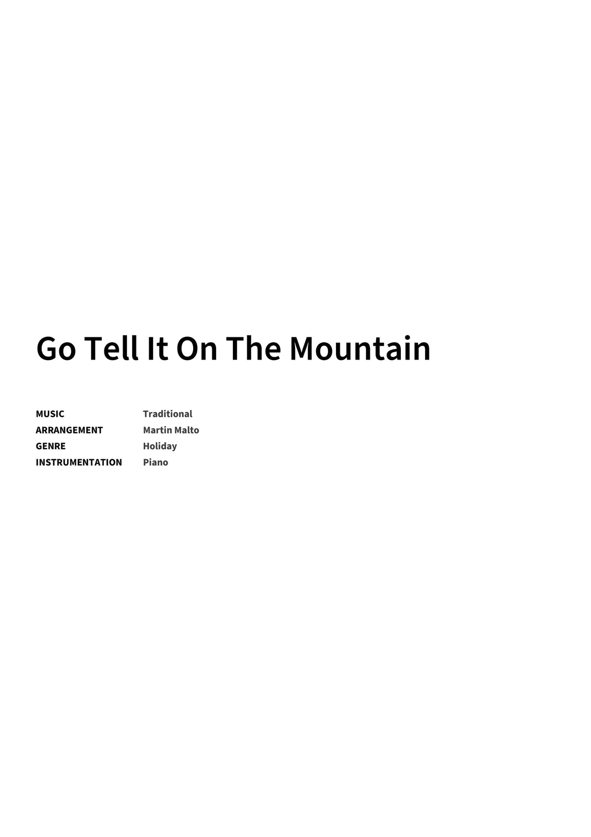 Go Tell It On The Mountain - Title Page