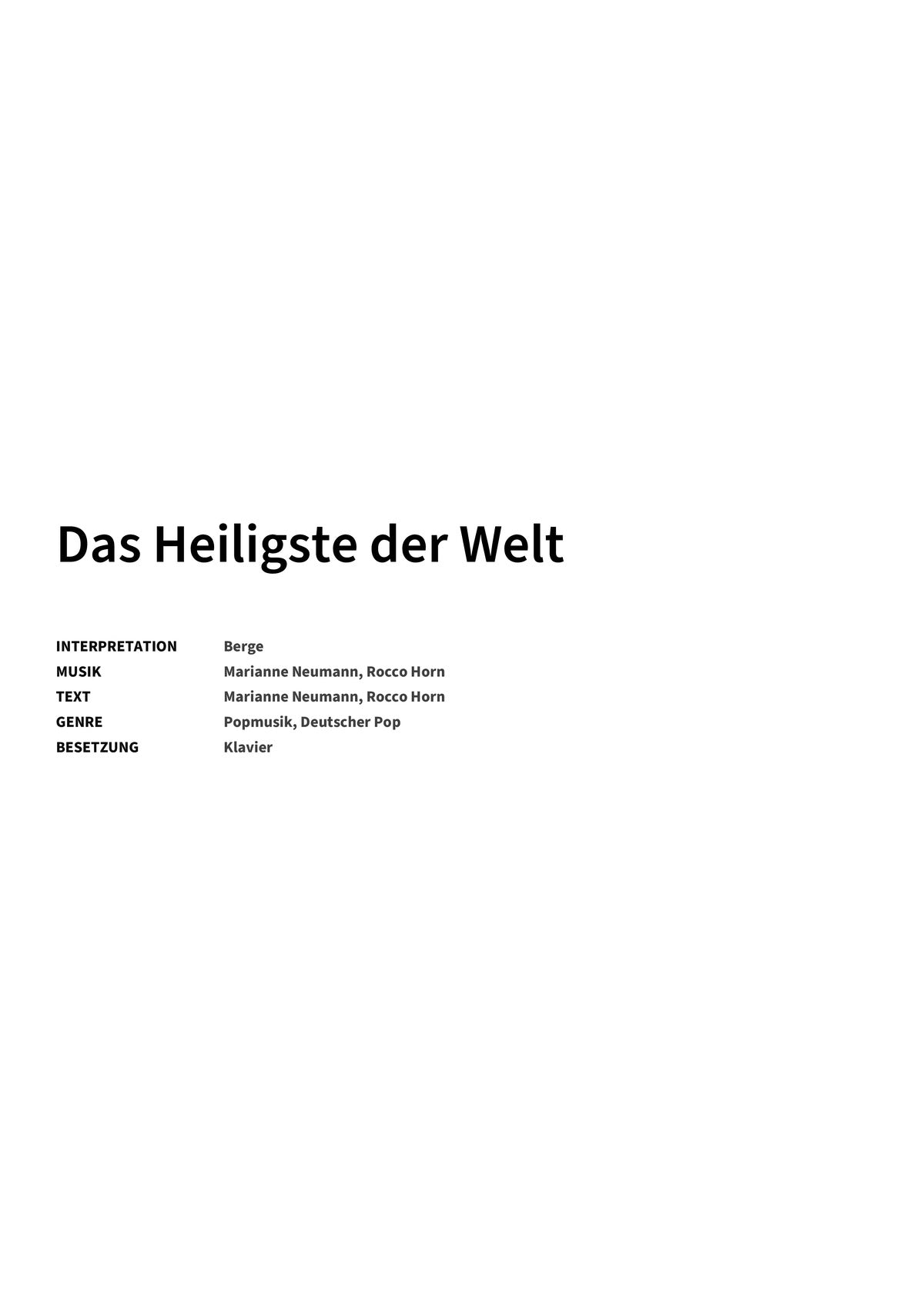 Das Heiligste der Welt - Title Page