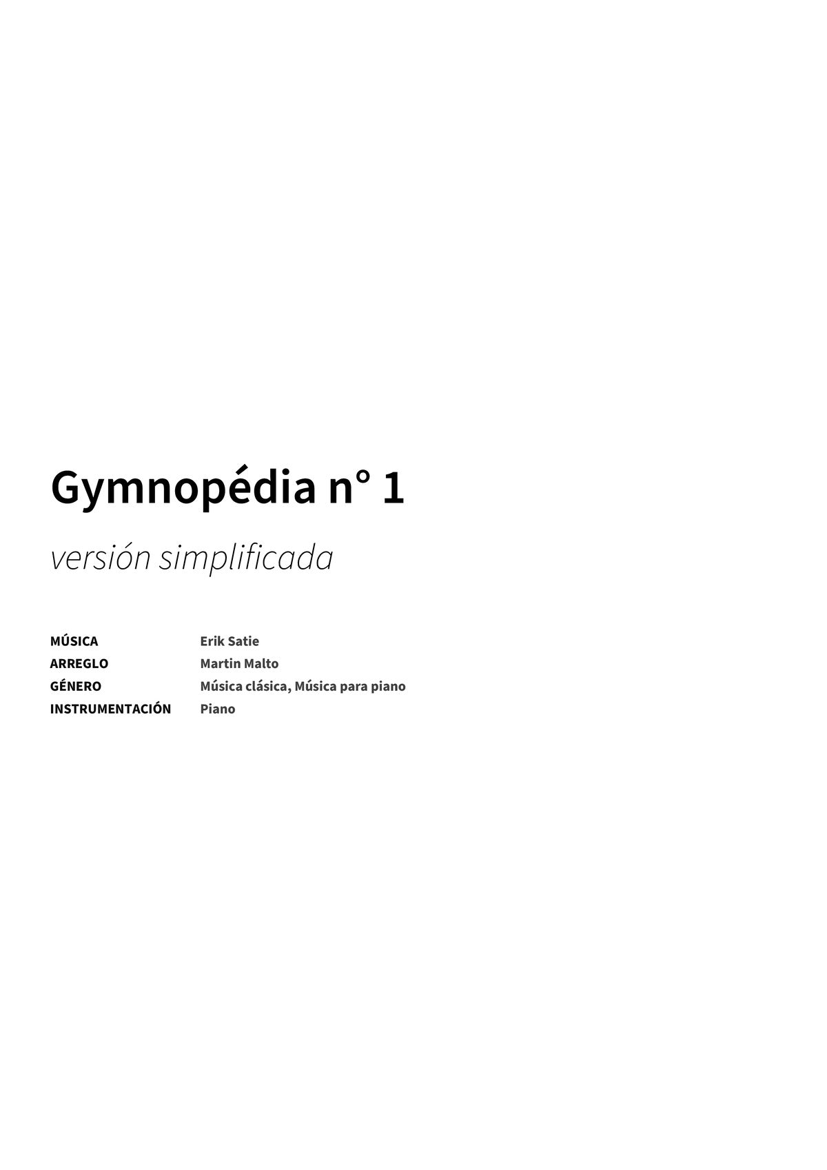 Gymnopédia n° 1 - Title Page
