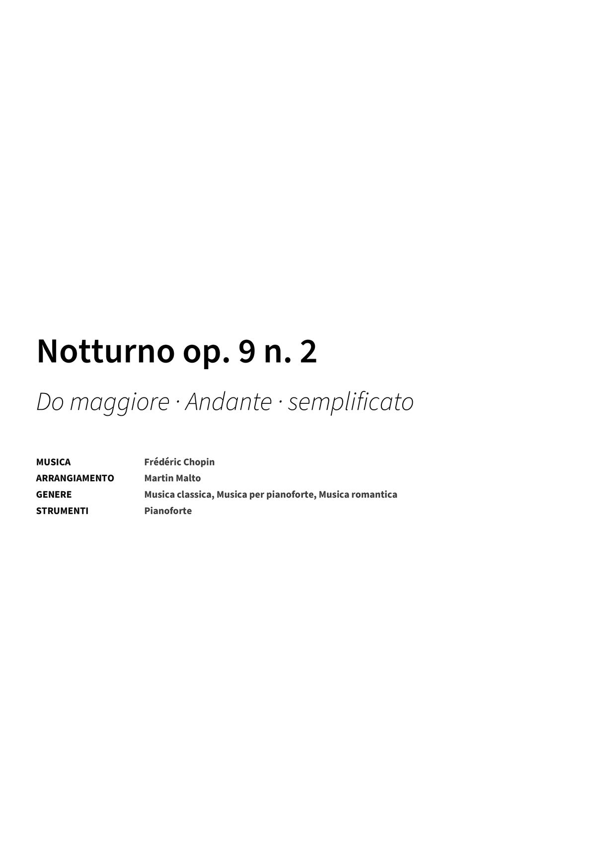 Notturno op. 9 n. 2 - Title Page