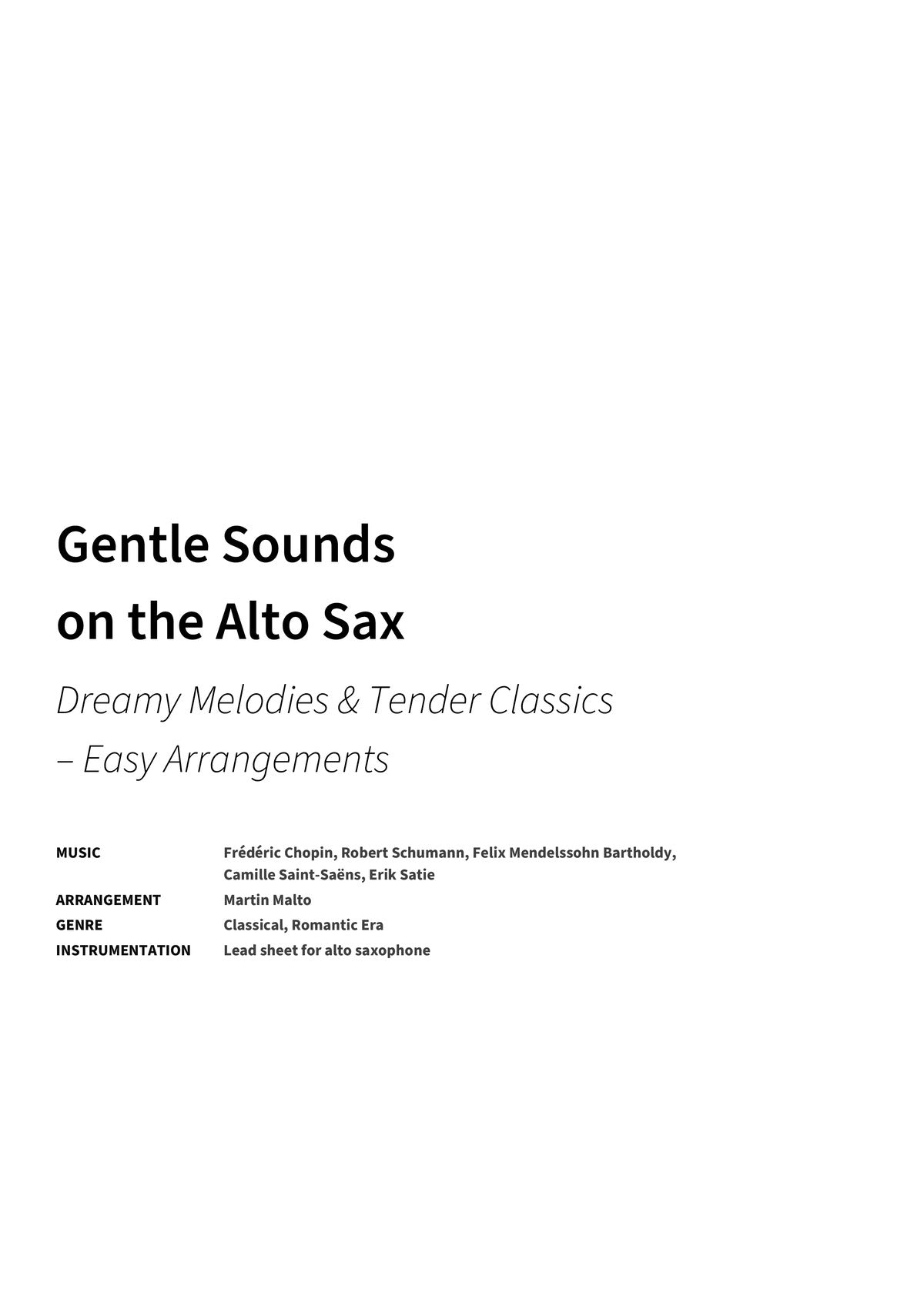 Gentle Sounds on the Alto Sax - Title Page
