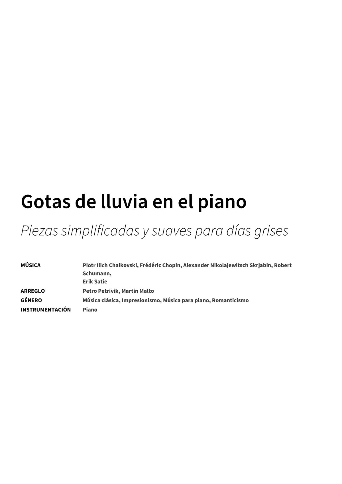 Gotas de lluvia en el piano - Title Page