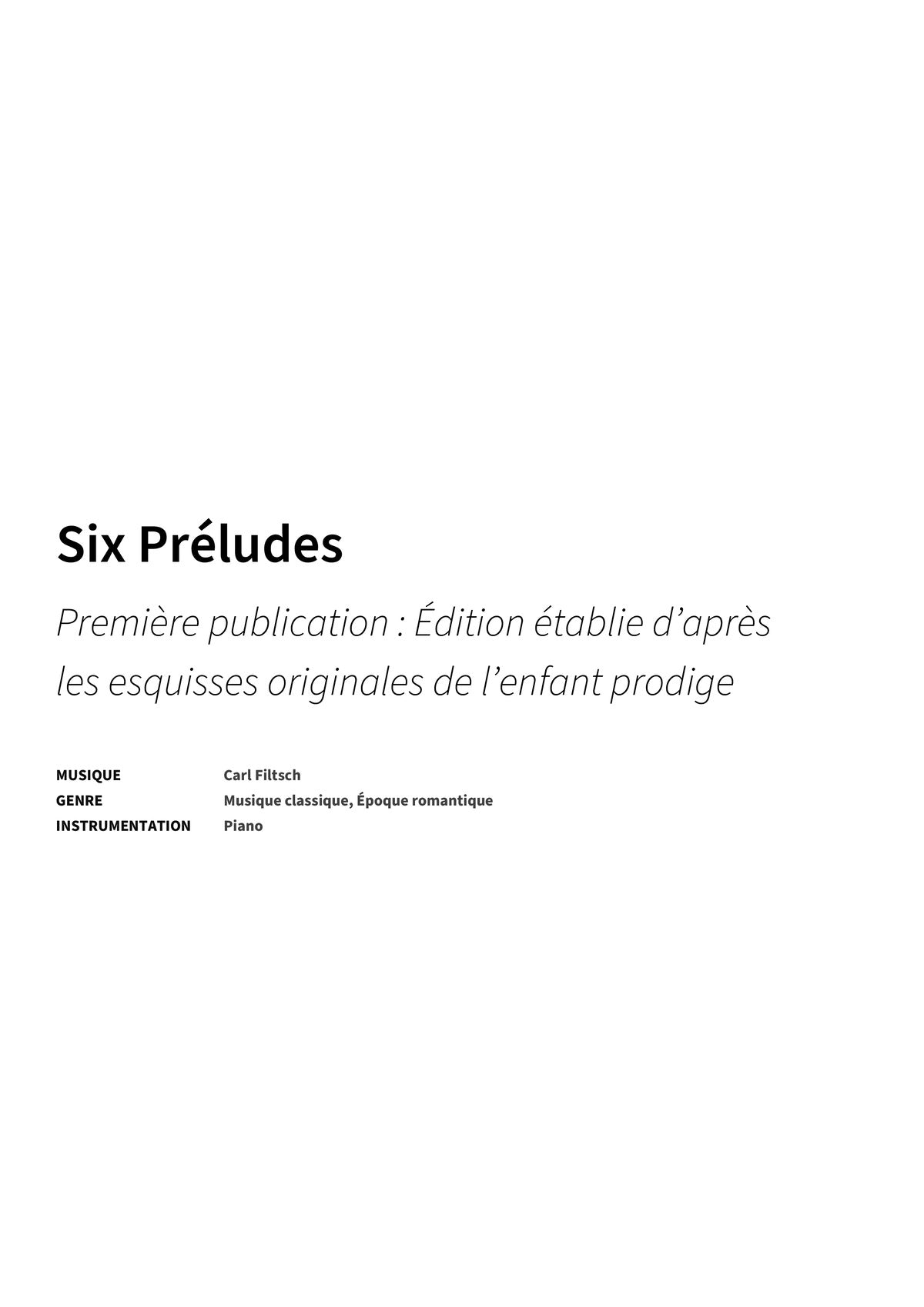 Six Préludes - Title Page