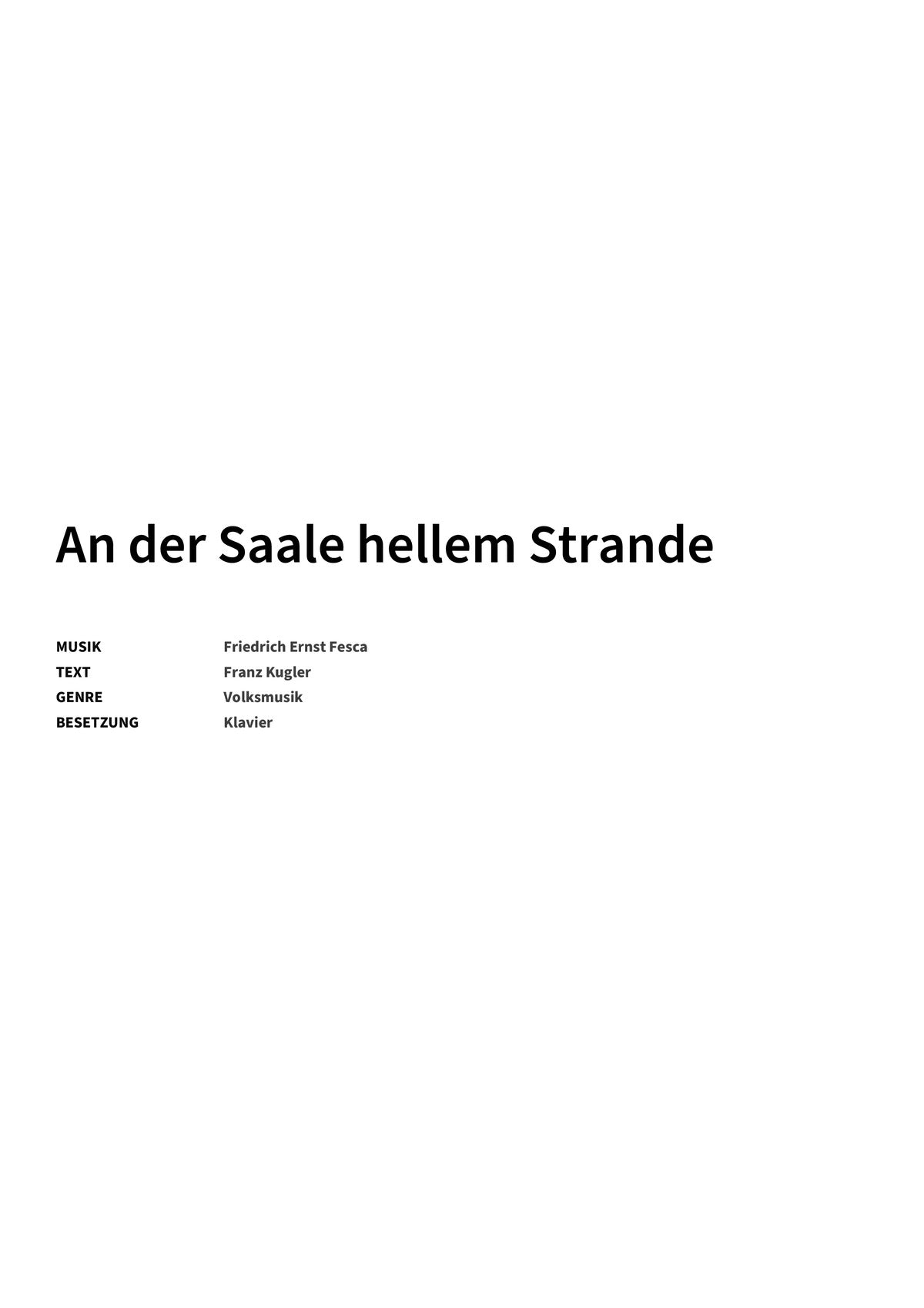 An der Saale hellem Strande - Title Page