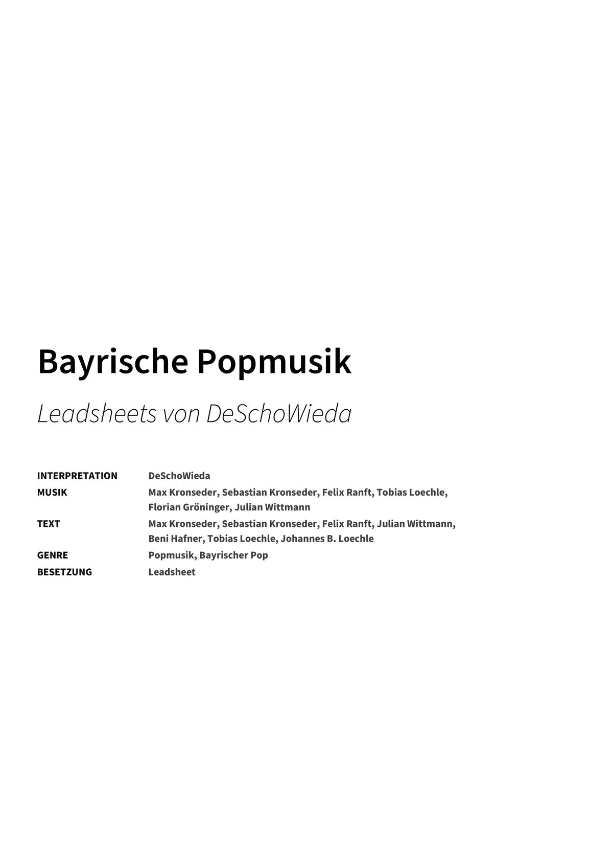 Bayrische Popmusik - Title Page