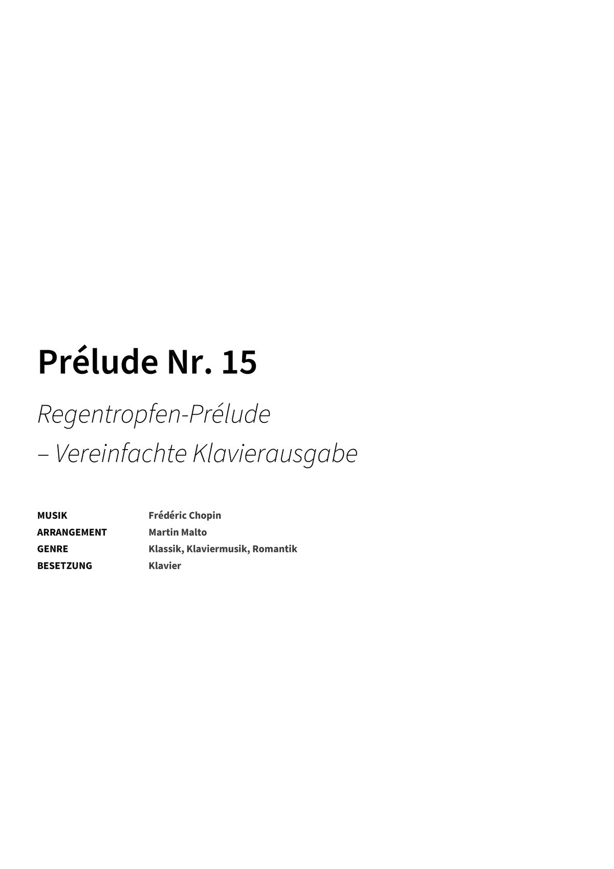 Prélude Nr. 15 - Title Page