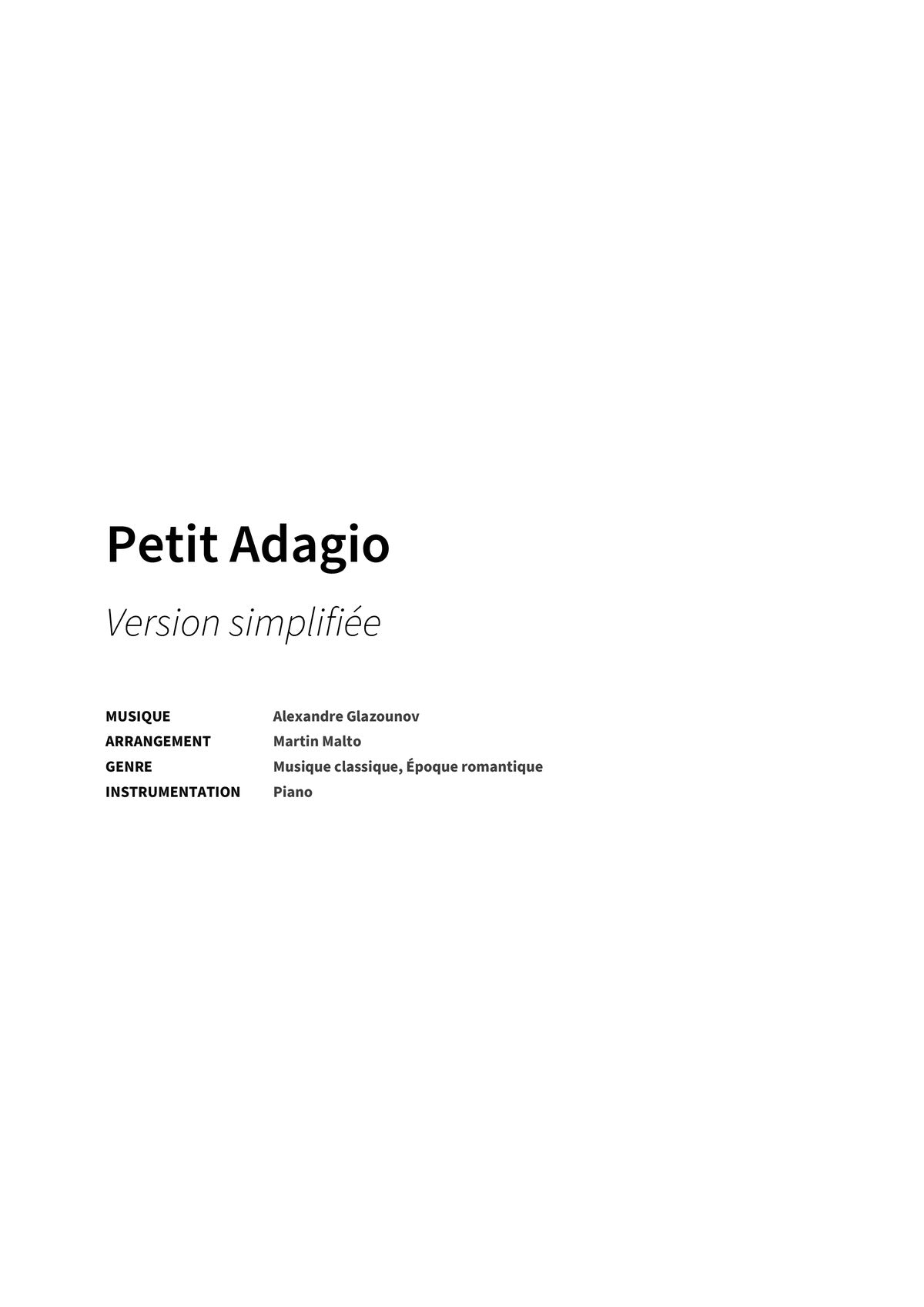 Petit Adagio - Title Page