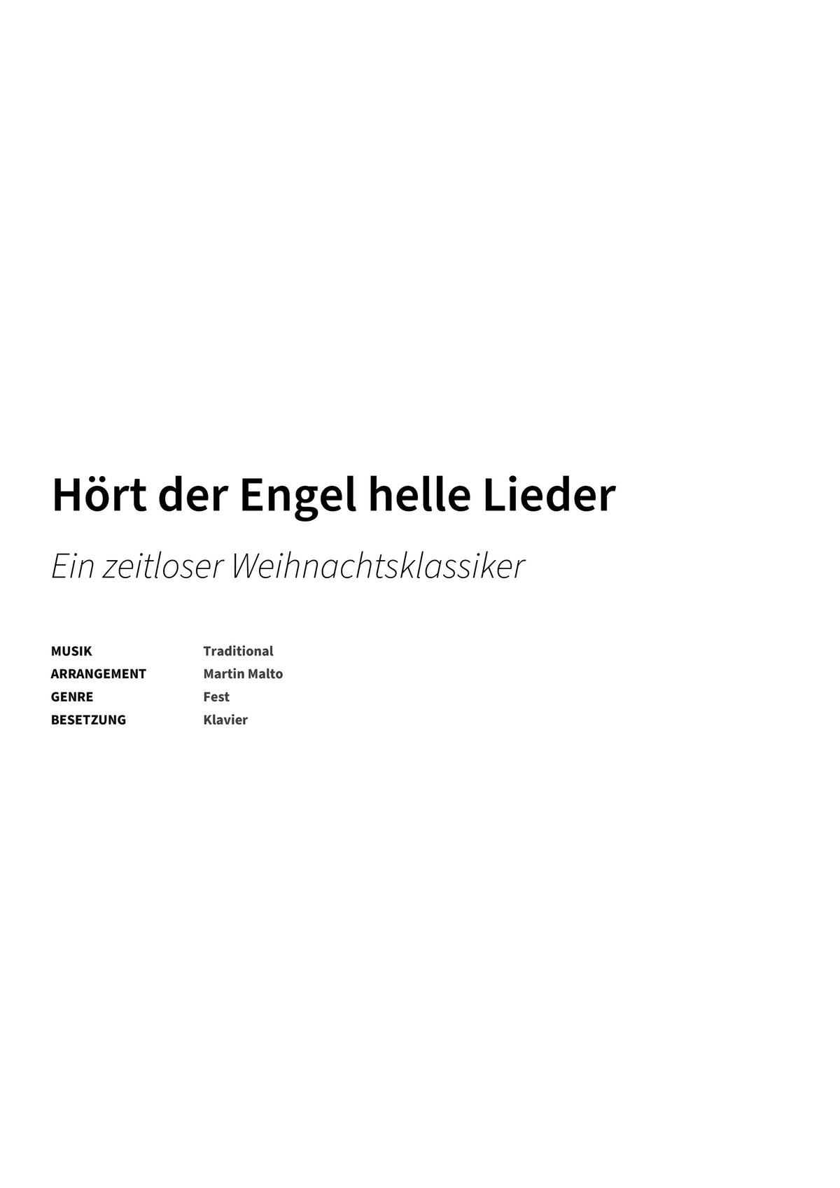 Hört der Engel helle Lieder - Title Page