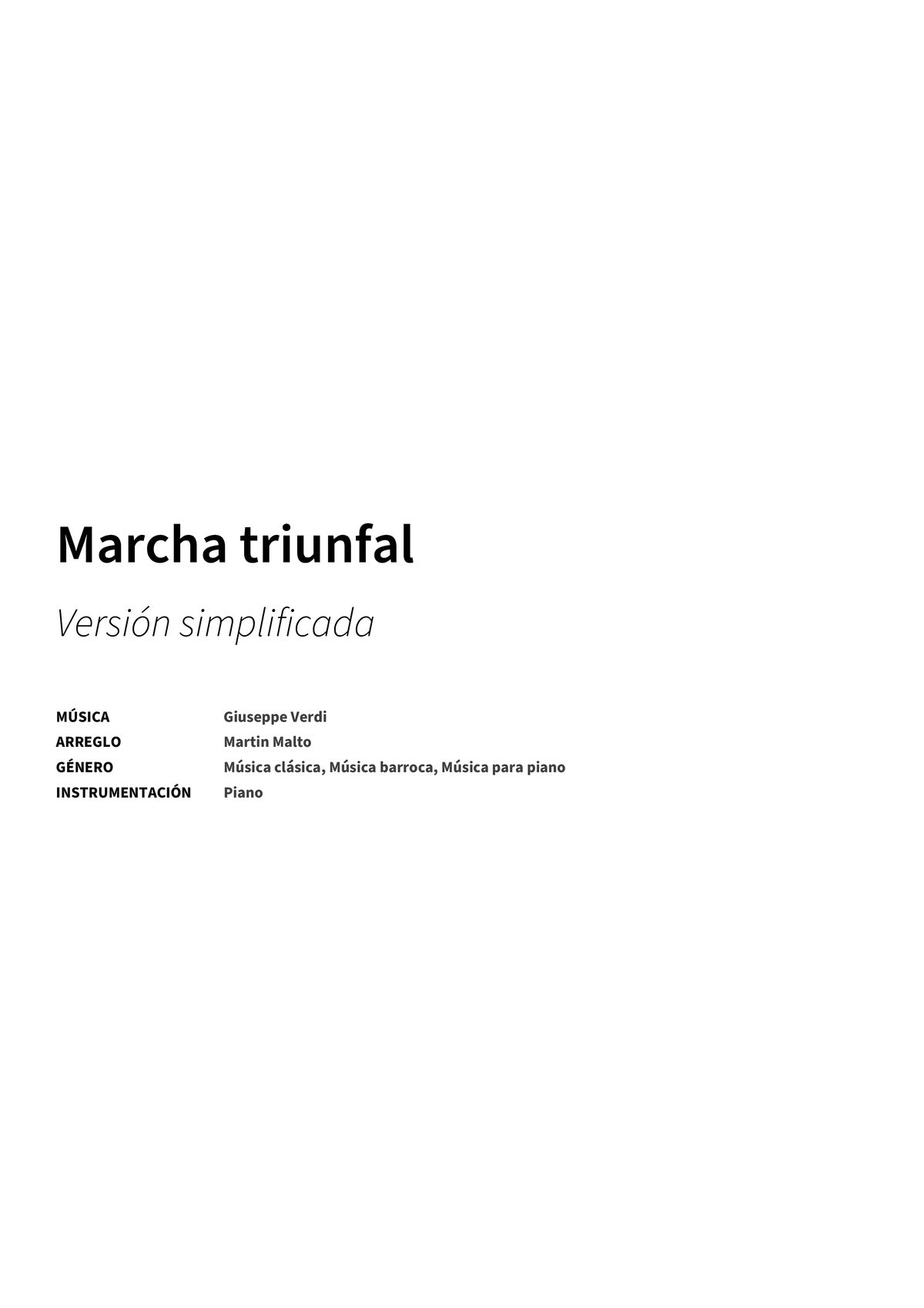 Marcha triunfal - Title Page