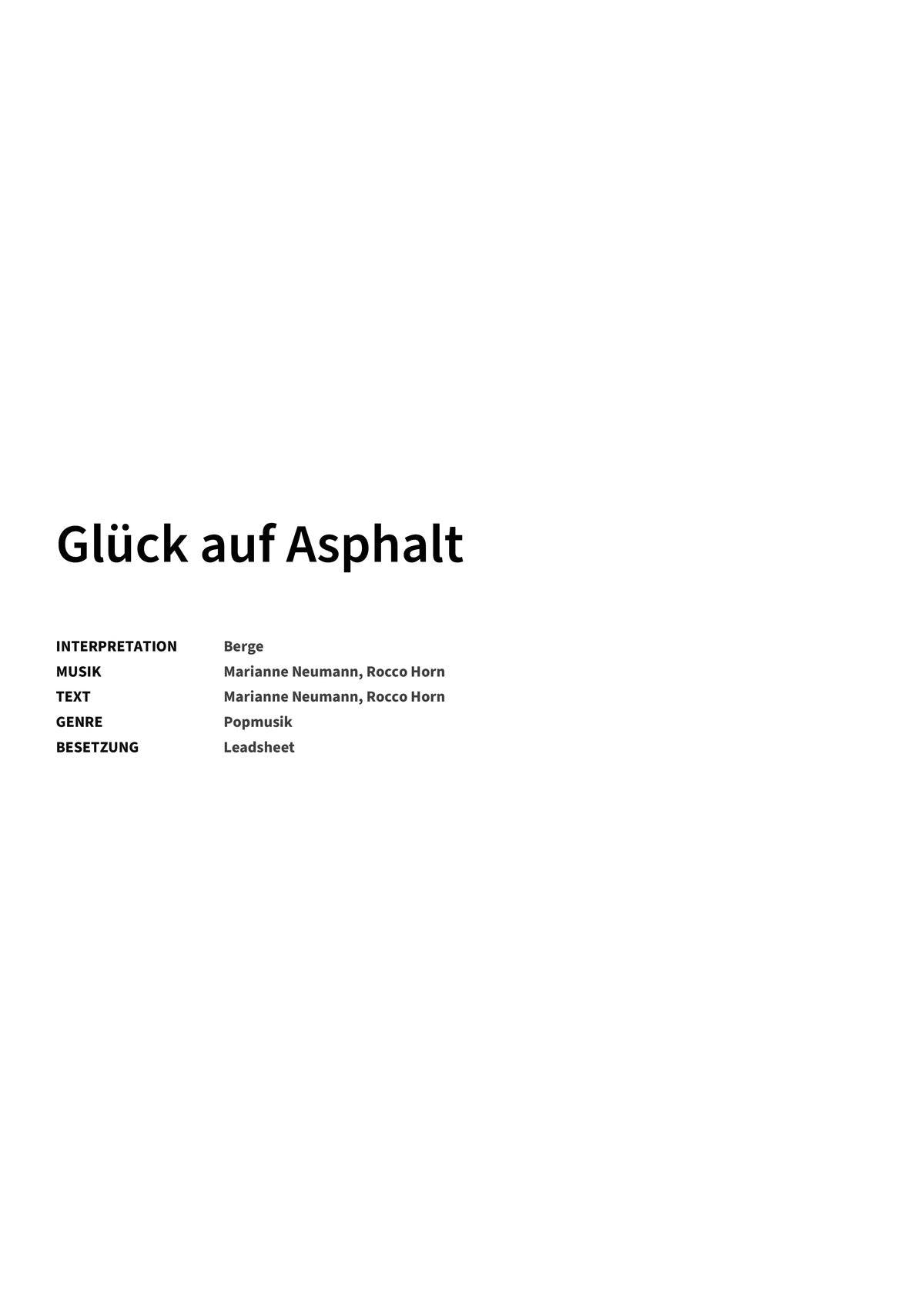 Glück auf Asphalt - Title Page